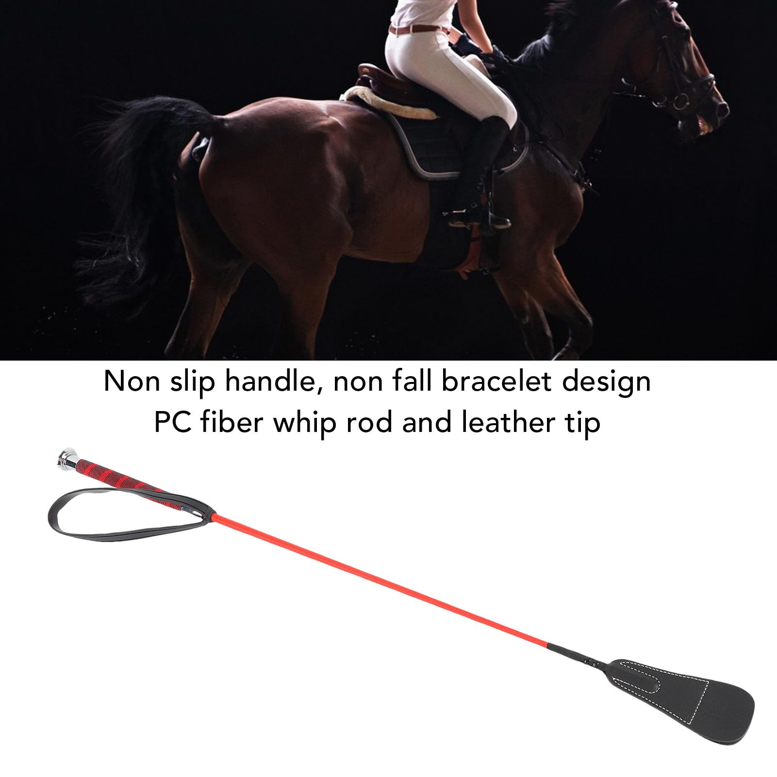 Asixxsix Coltura in Equitazione, Whip a Cavallo da 26,8 Pollici con Palmo del Cinturino da Polso in Gomma, Frusta di Equitazione Equina a Cavallo Non Slip, Attrezzatura Equestre per Gli