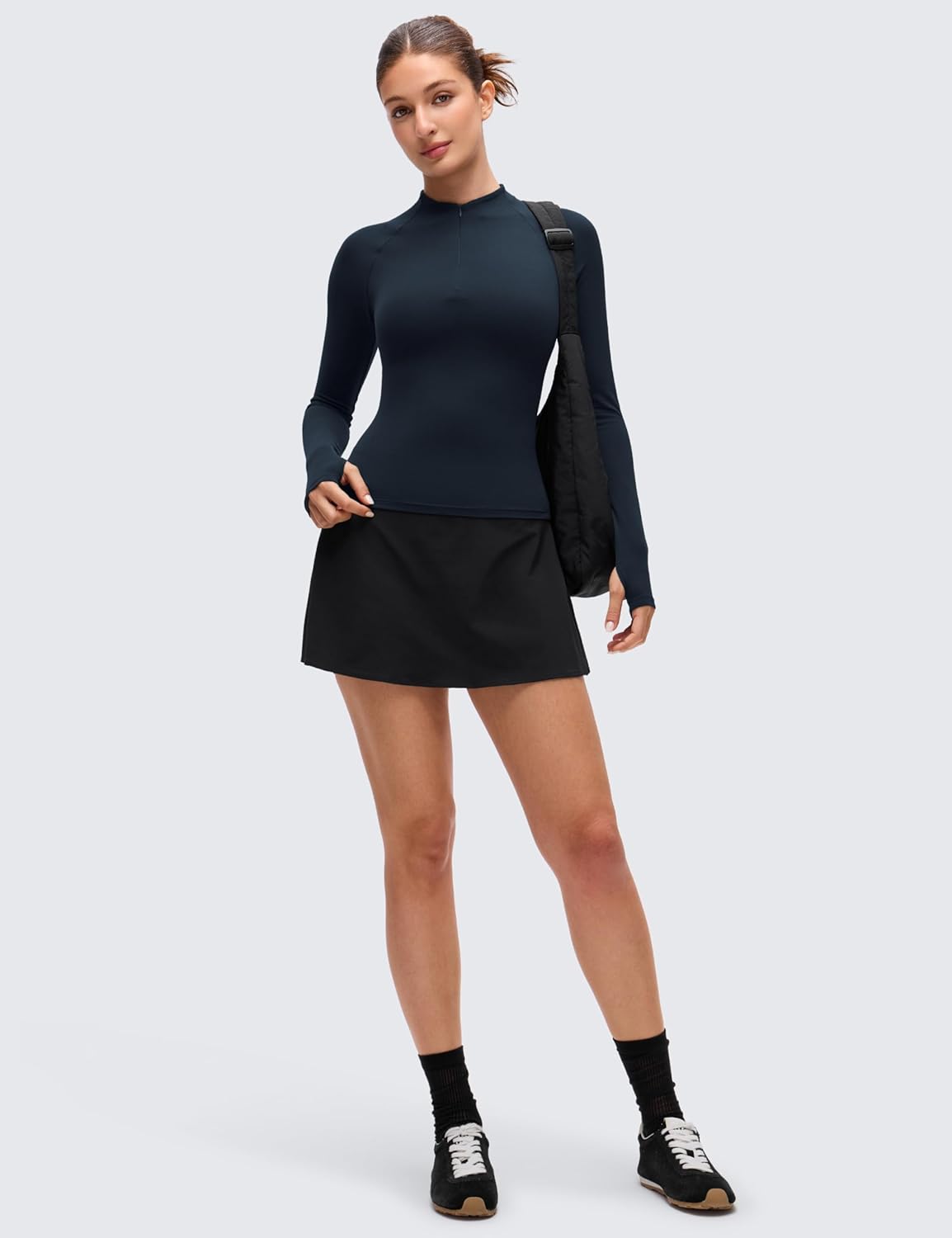 CRZ YOGA Softembrace Half Zip Long Sleeve Shirts for Women - Casual Going Out Tops Soft Quarter Zipper Tees with Thumb Holes - Image 3