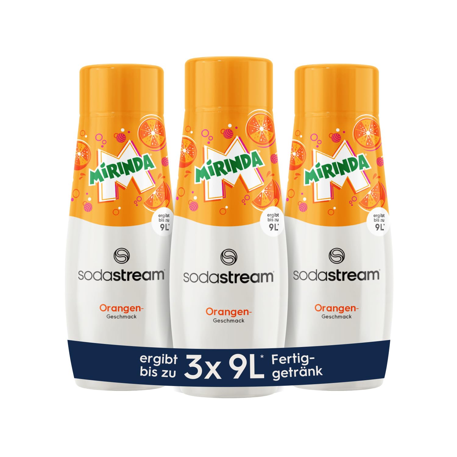 Sodastream Sirup 3x Mirinda - 1x Flasche ergibt 9 Liter Fertiggetränk, Sekundenschnell zubereitet und immer frisch, 440 ml