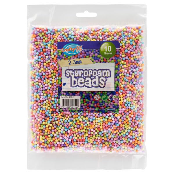 Polystyrene Styrofoam Filler Beads Art Crafts Handicraft for Slime Small Balls Kids 2-3mm Assorted Colours