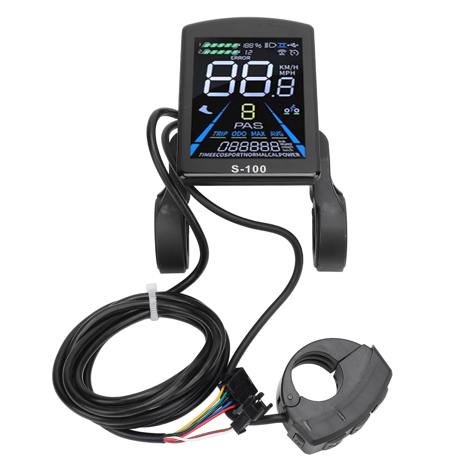 Asixxsix Display LCD per Bici Elettrica, Display Universale Ad Ampia Tensione 24V 36V 48V 60V 72V, Impermeabile con Schermo Verticale Colorato Prestazioni Stabili per Bici Elettriche