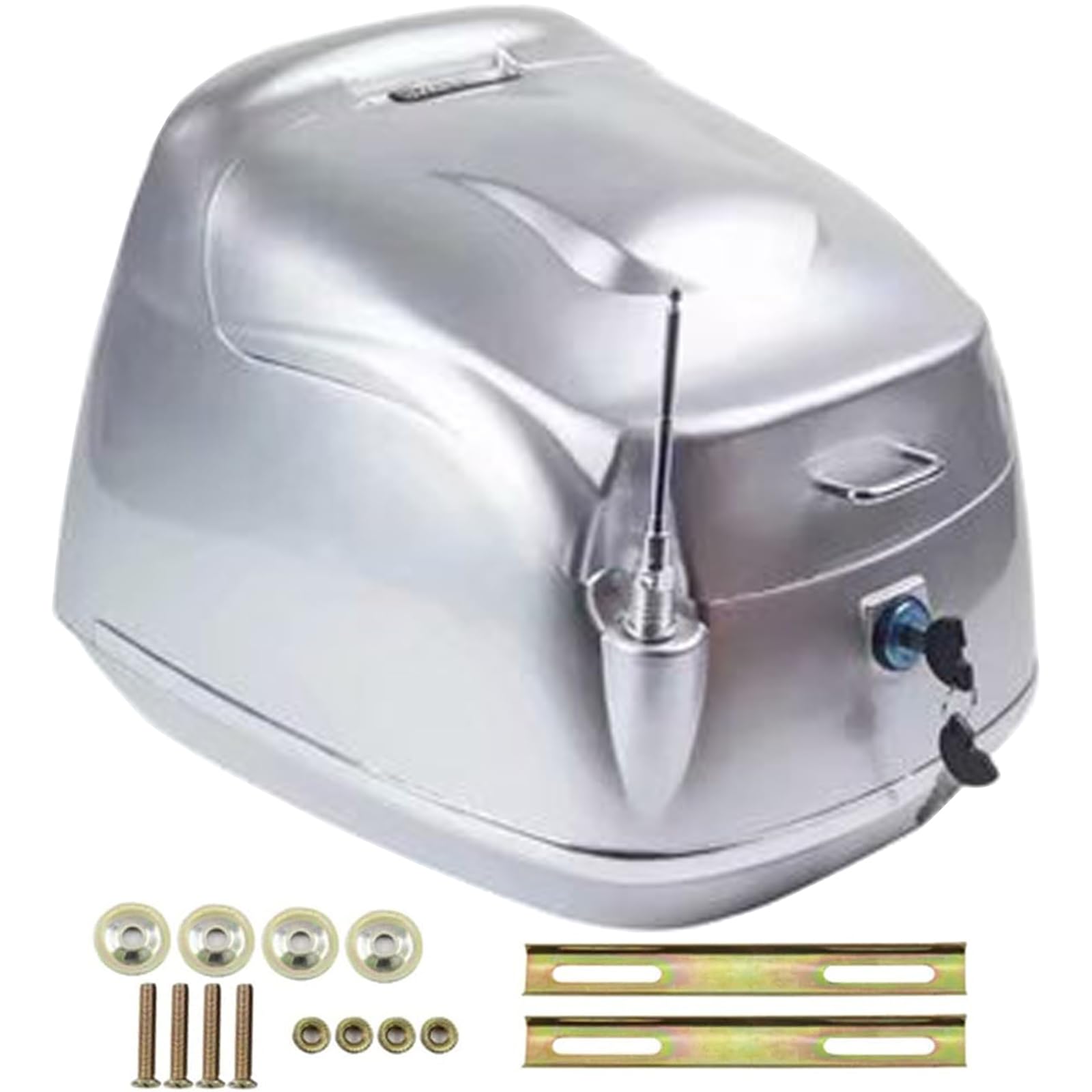 KFGISD, 35L Motorcycle Tail Box Trunk Luggage Lockable Storage Case with Backrest, Waterproof Scooter Plastic Tail Box ,Motorcycle Top Box(Silver)