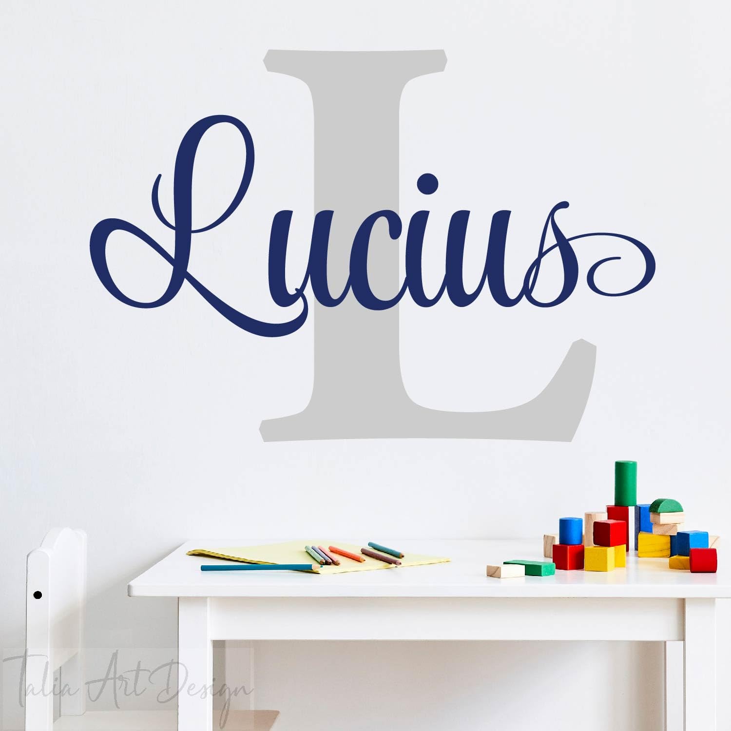 Customizable Gold Name Wall Decal with Capital Letter - Personalised Kids Name Decal for Nursery Decor, Elegant Lettering for Children's Rooms