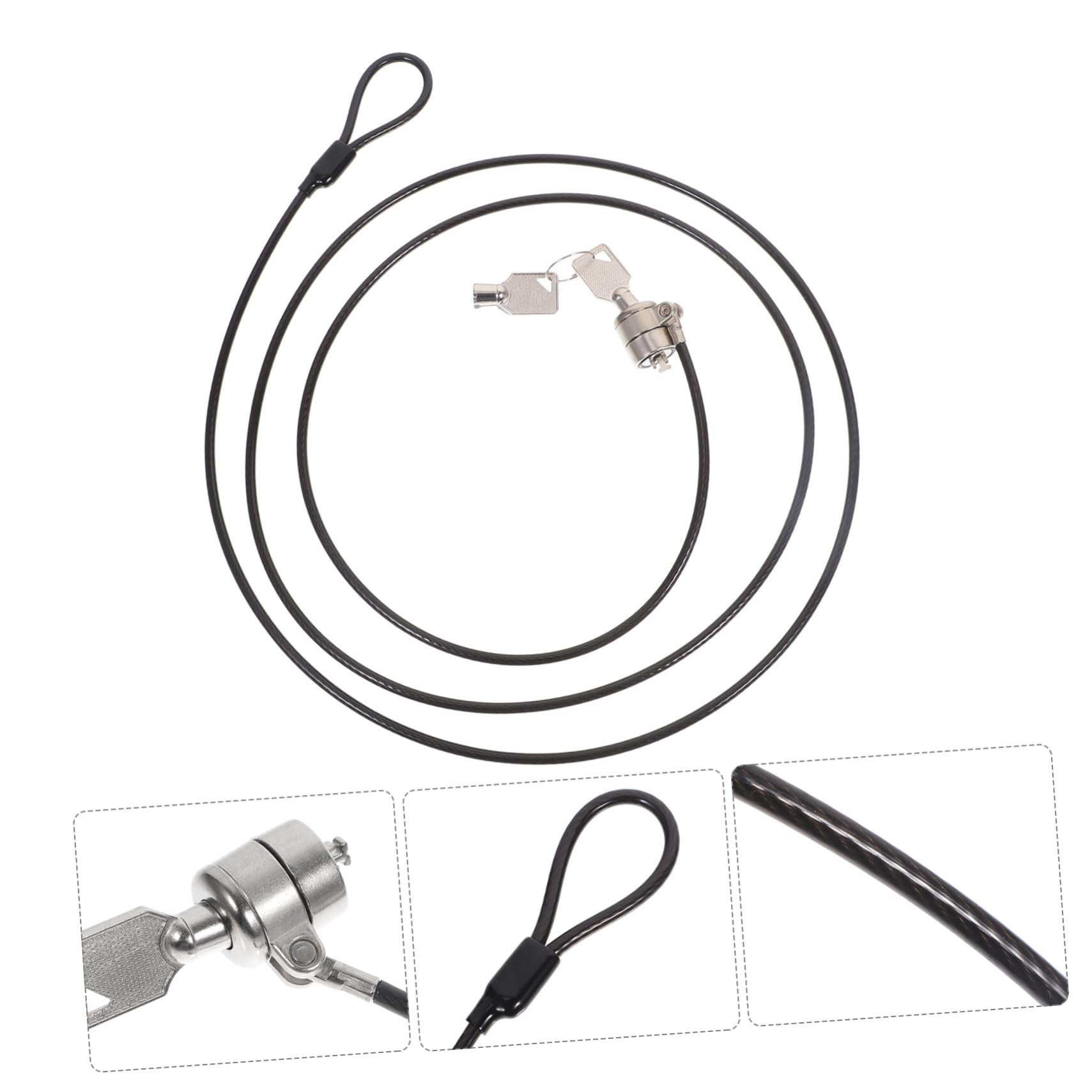 KONTONTY Keyed Cable Lock 4- Password 360° Rotating Lock Head Sturdy Material Accessory