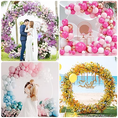 Image of Round Backdrop Stand 7.2FT White Metal Circle Balloon Arch Frame | Metal Circle Backdrop Stand Gold Round Arch for Wedding Birthday Party Bridal Baby Shower Anniversary Event Ceremony