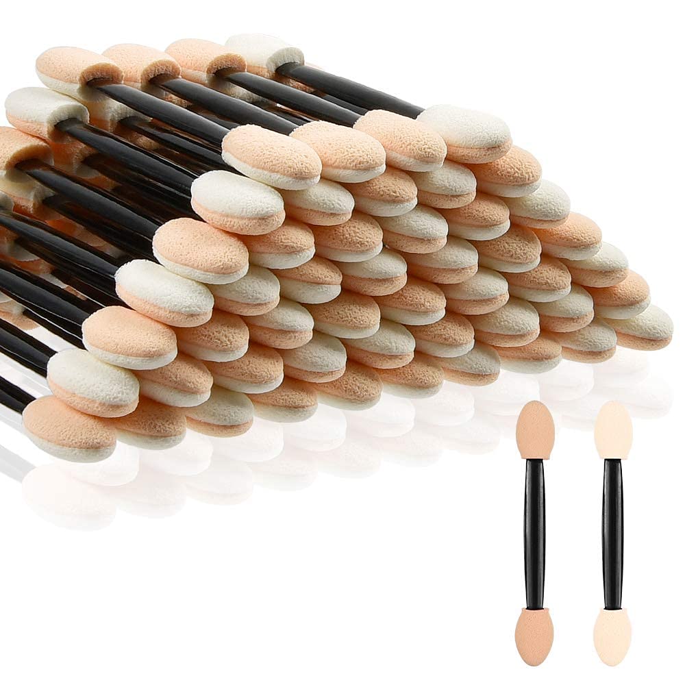 TWIREY Oval Eyeshadow Applicators, Disposable Double Sided Soft Sponge Brushes, Black (PACK OF 10)-image-6