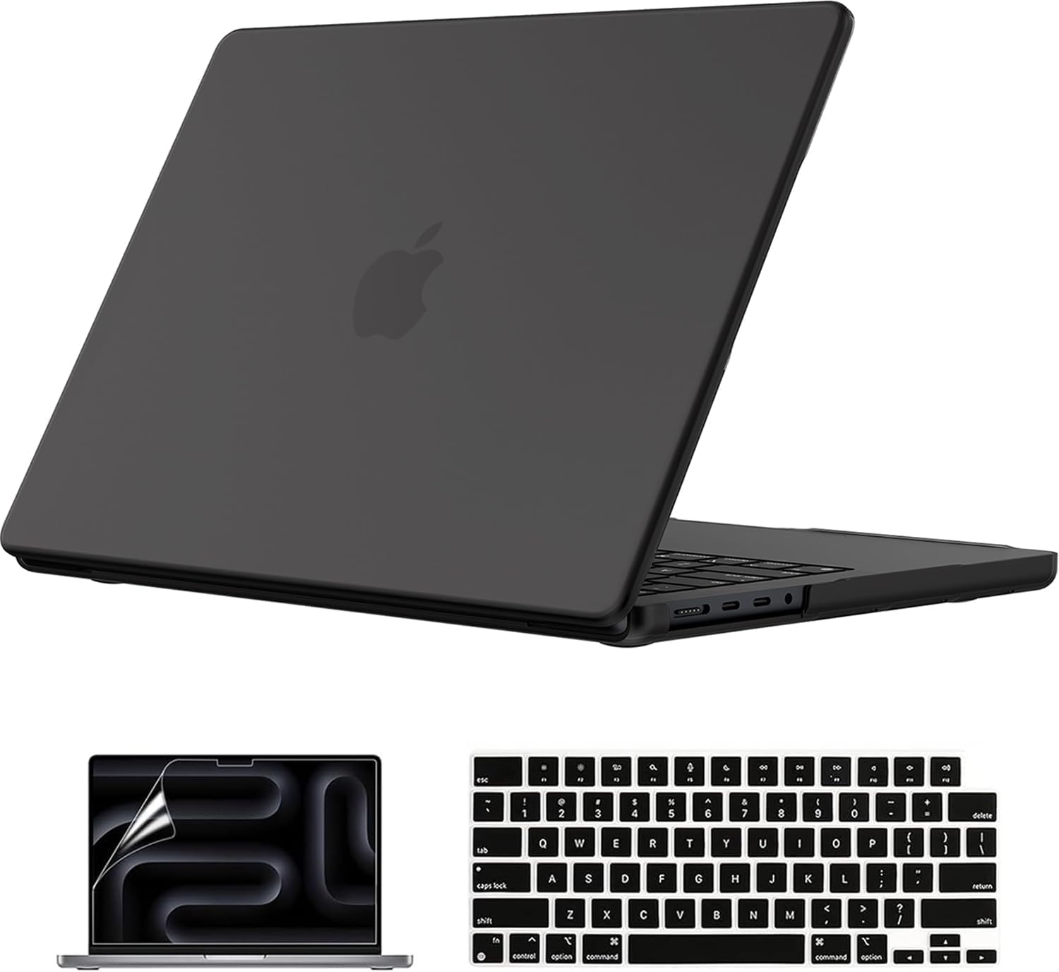 EooCoo Compatible with MacBook Pro 14 inch Case 2026 2025-2021 M5 M4 M3 M2 M1 Pro Max Chip, Hard Shell Cases with Keyboard Cover, Screen Protector - Black