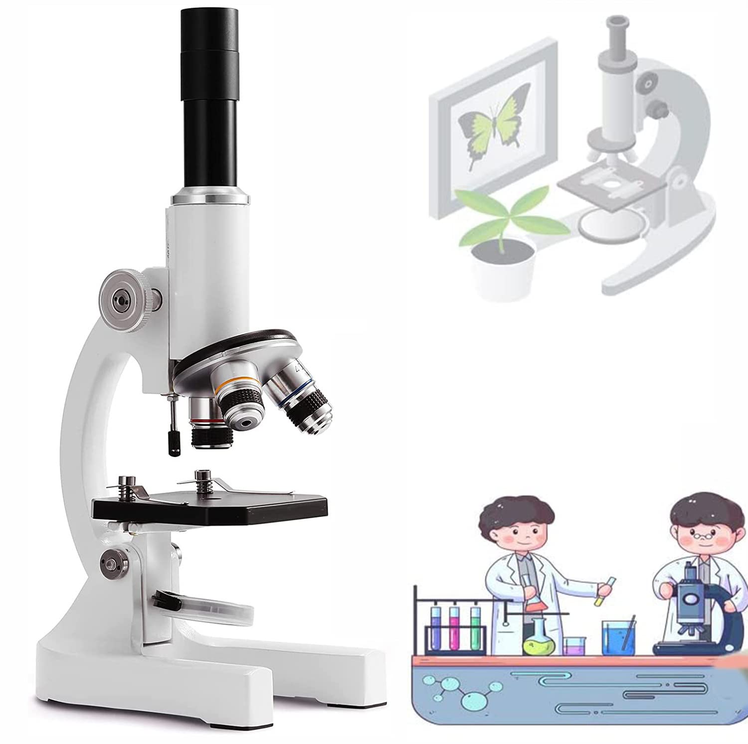 Microscopio Digital, Microscopio biológico monocular, Enseñanza Observación microbiana Microscopio de Laboratorio óptico, para niños Adecuado para la,30000-+10Specimen