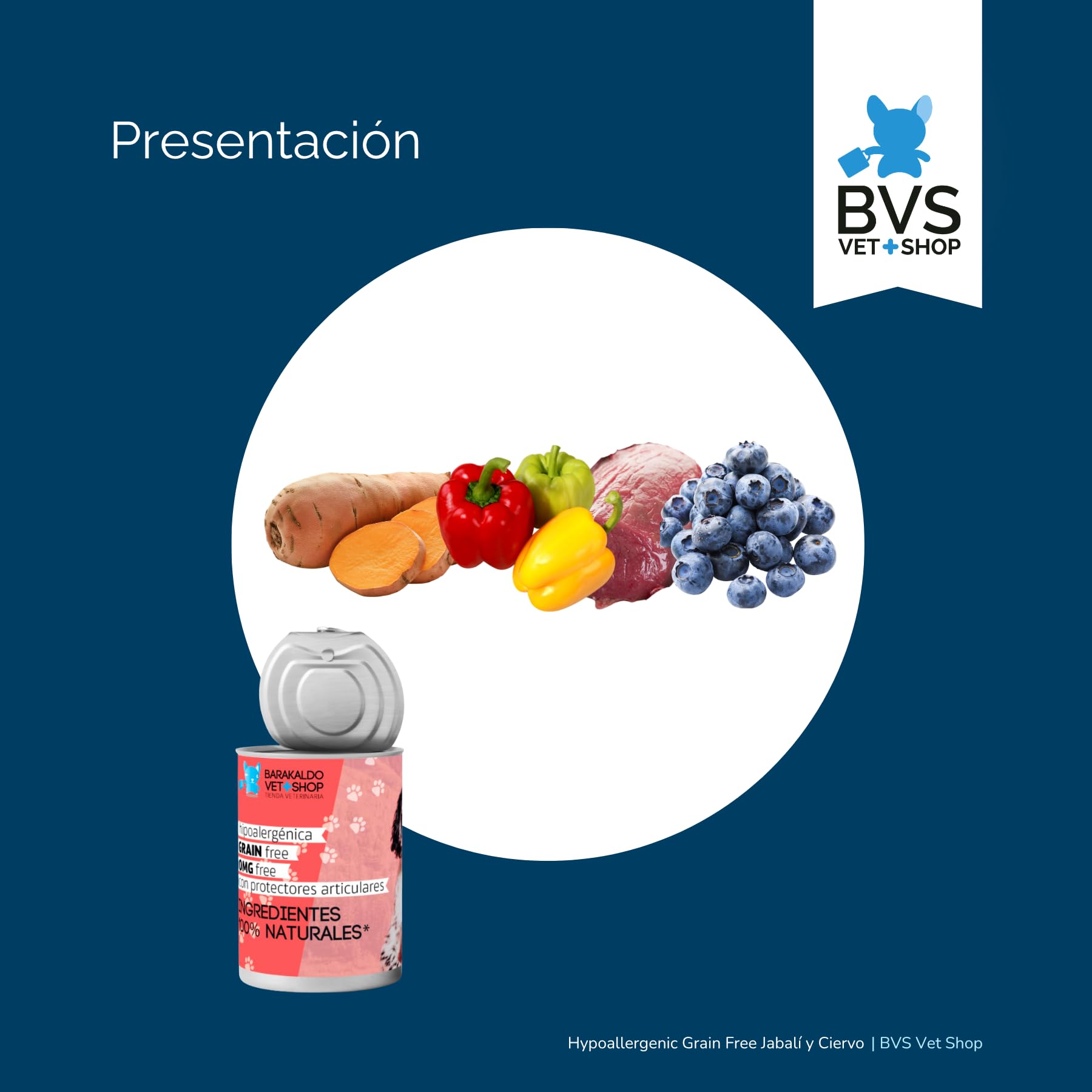 BVS Vet Shop | Diet Hypoallergenic Grain Free Jabalí y Ciervo Lata para Perros | Ideal para Perros con alergias o intolerancias extremas desconocidas | 12 unid. x 380 gr