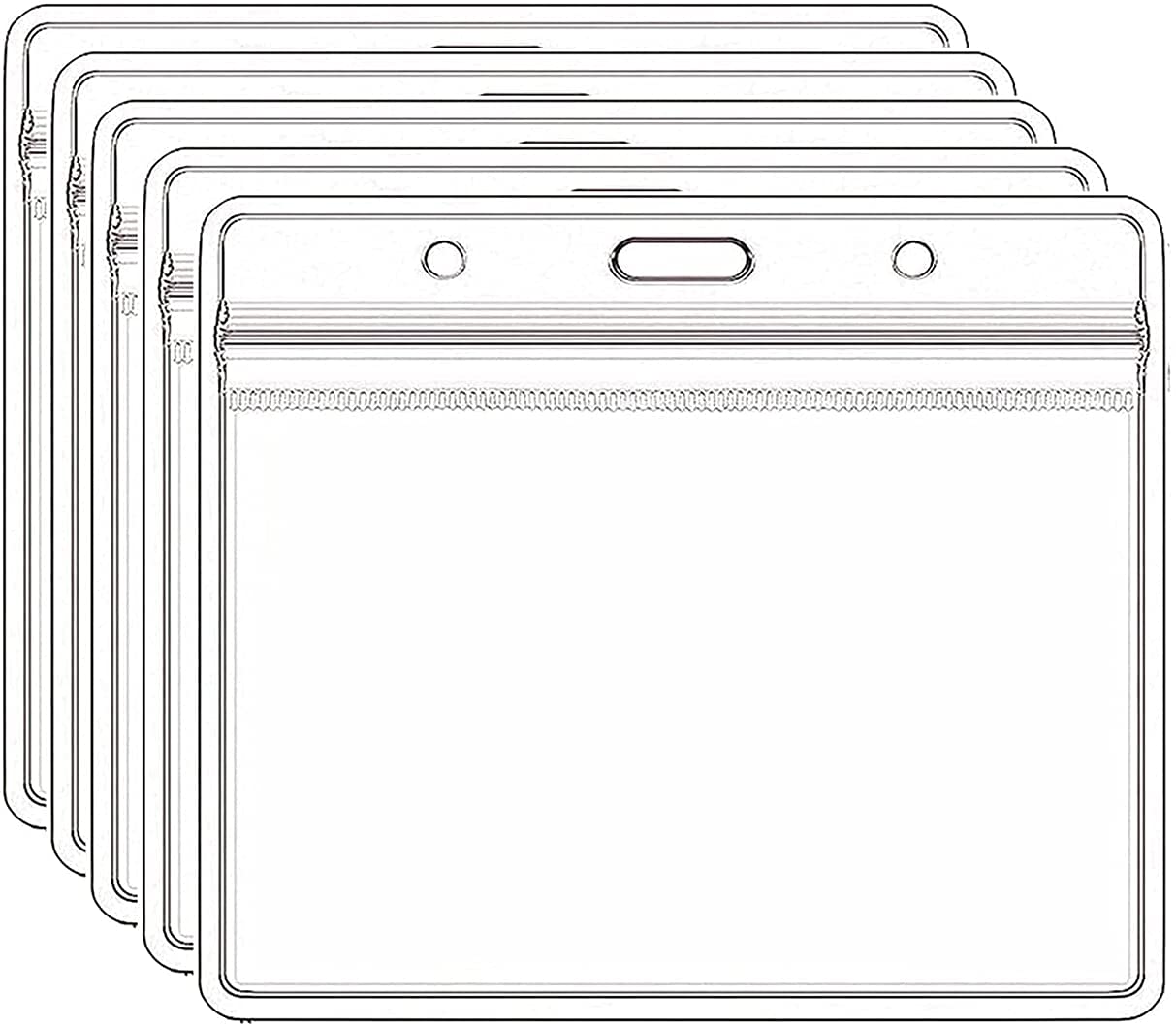 Badge Holders Cards Protector, 4 X 3 in Horizontal ID Card Name Tag Holder Clear Soft Vinyl Plastic Sleeve with Waterproof Type Resealable Zip for Travel (5 PCS)