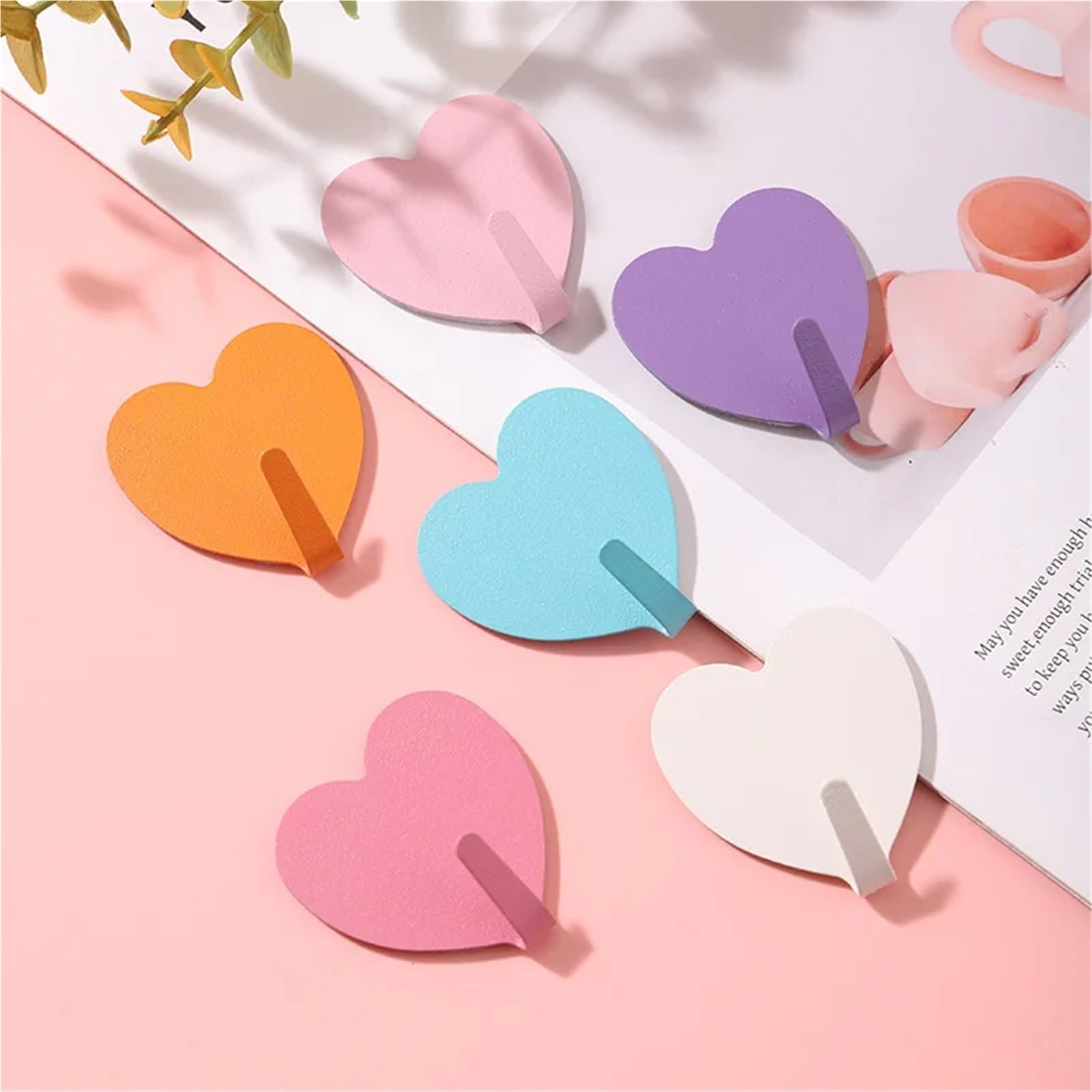 Klebehaken 5-20 Stück bezaubernde Herzhaken – Bohren nicht nötig, starker Klebstoff for Badezimmer, Küche, Tür, Wanddekoration & verschiedene Oberflächen(PINK,15pcs)