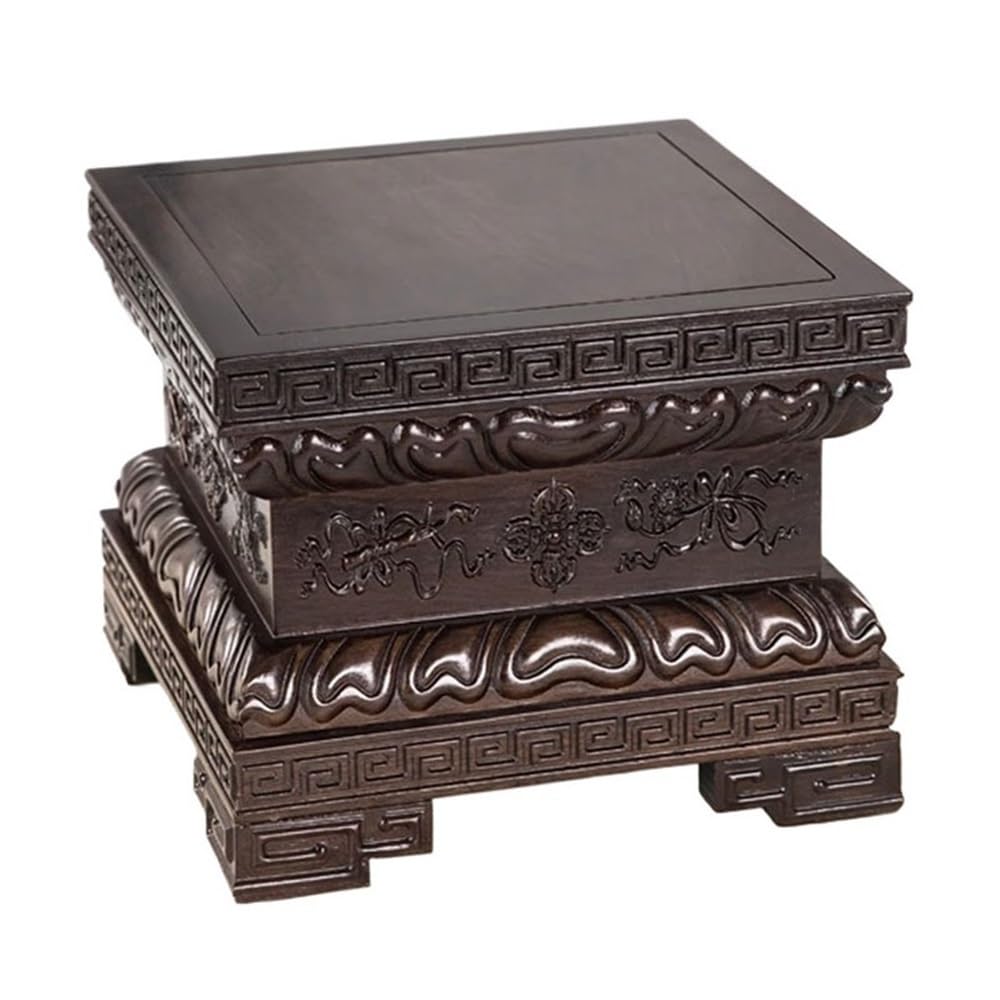 LJHFG63KUYT Pedestal Decor Square Ebony Bonsai Tall Base with Carving, Home Vase Fishbowl Display Stand Indoor Holder(Small)