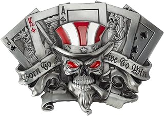 Skull Belt Buckle for Men, Royal Flush Poker Skull Belt Buckle, Playing Cards Skull Belt Buckle, Gothic Skull Head Belt Buckle, Western Cowboy Belt Buckle, Punk Rock Skull Belt Buckle Gifts