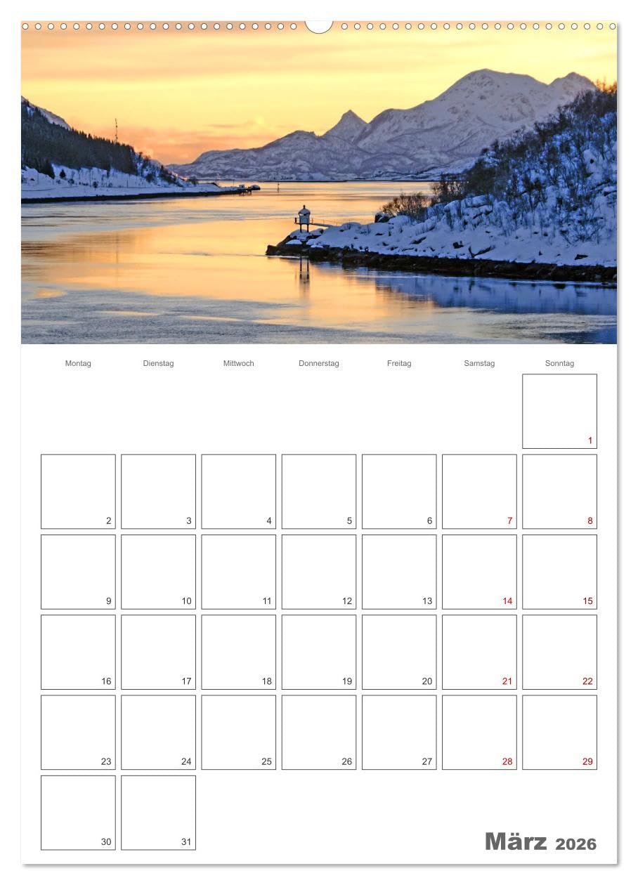 Die Küste Norwegens - Terminplaner (Wandkalender 2026 DIN A2 hoch), CALVENDO Monatskalender: Lofoten und Fjorde - faszinierende und vielfältige Landschaft am Polarkreis. (CALVENDO Orte)