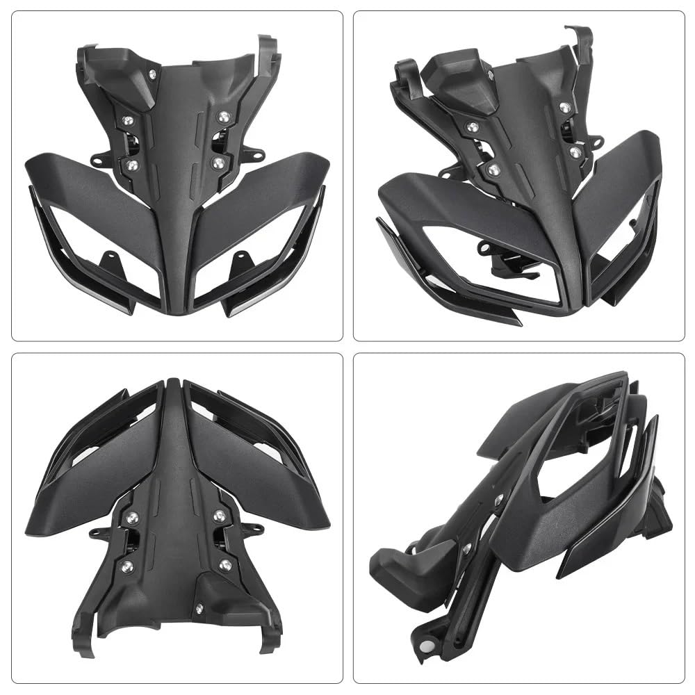 Światło Do Jazdy Pasuje Do Yamaha MT09 2017-2020 Osłona Na Światła LED Motocykl Przednia Osłona Głowy Górny Nos Owiewka Osłona Uchwytu Reflektor Dirt Bike Reflektor(Set Black)