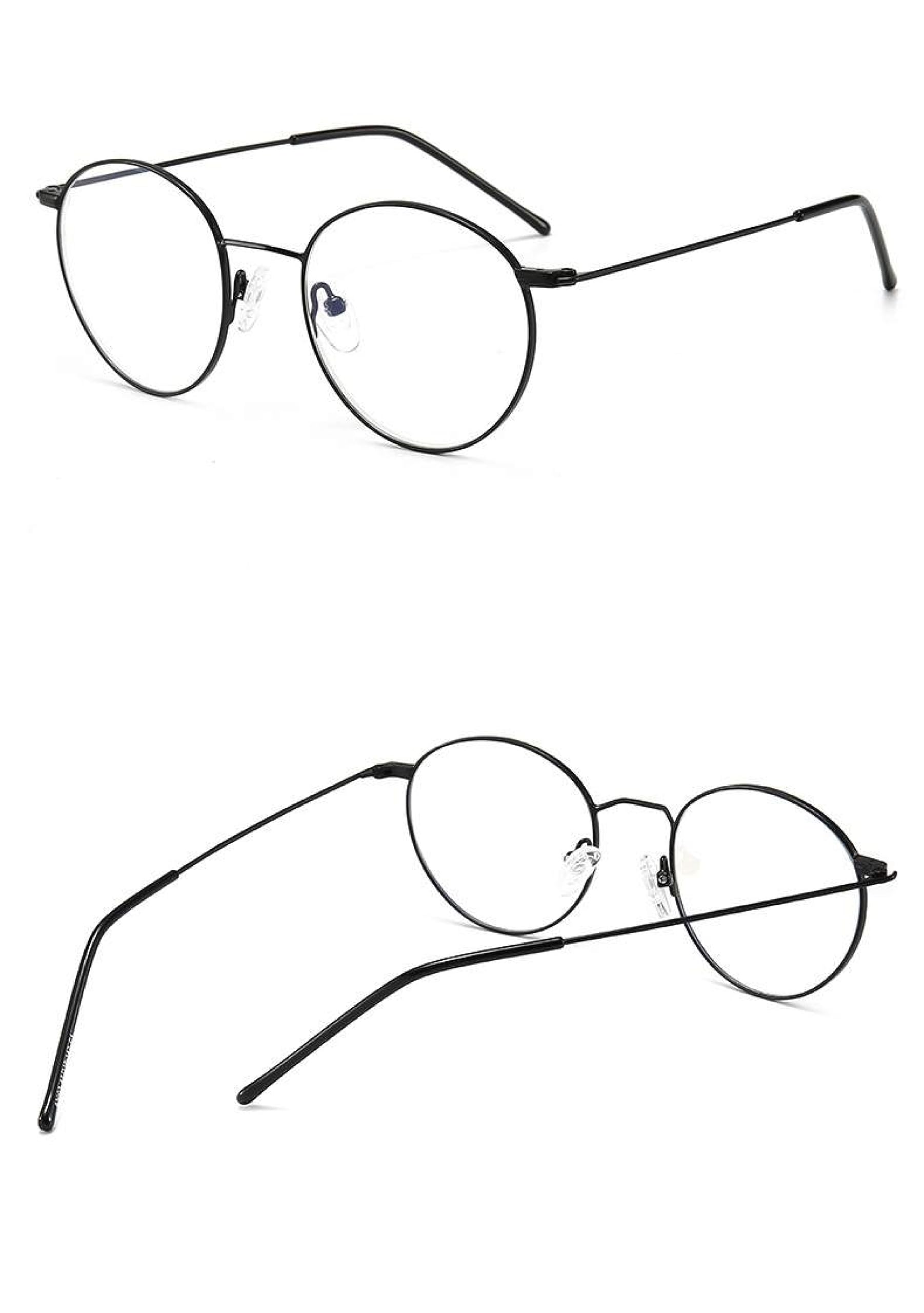 Round Classic Ultralight Titanium Spectacle Optical Eyeglasses Frames Glasses (Black)