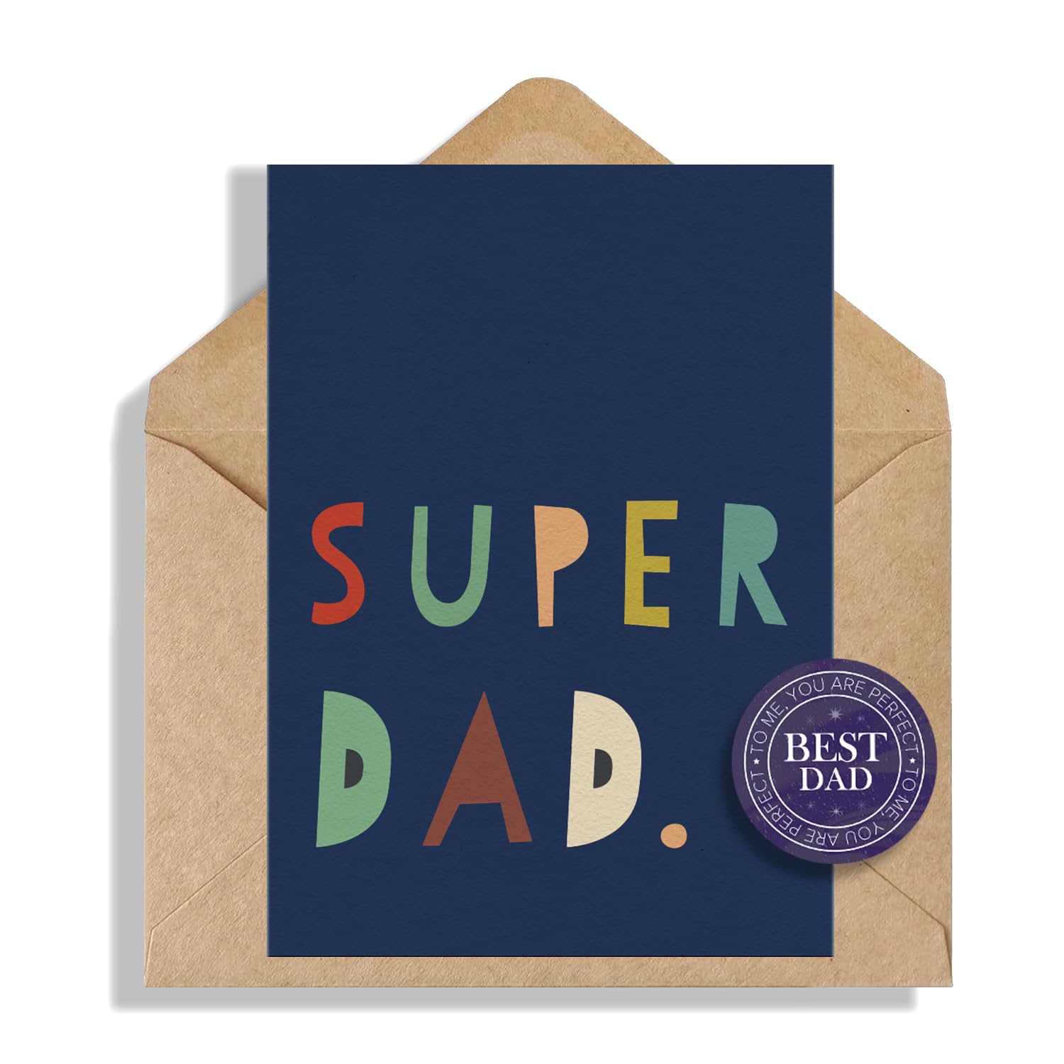 Fathers Day Card, Premium Quality Card Stock, Dad Birthday Card with Blank Interior, Matching Kraft Envelope & Stickers, Father's Day Card from