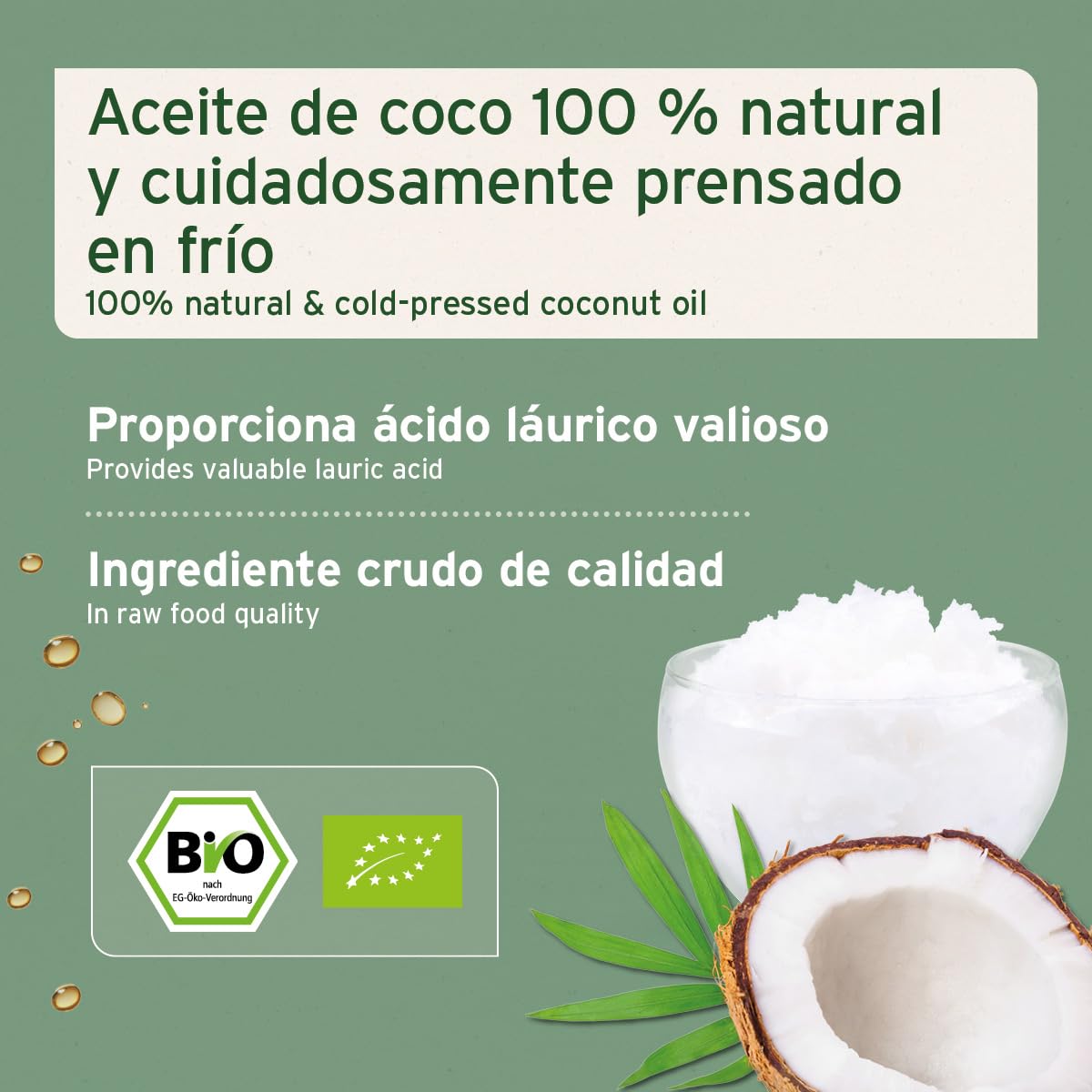 AniForte Aceite de Coco orgánico para Perros y Gatos 1 litro Grado alimenticio - Virgen, sin refinar, Alto Contenido de ácido láurico, Cuidado del Pelaje, Patas y Piel, orgánico, suplemento para Barf