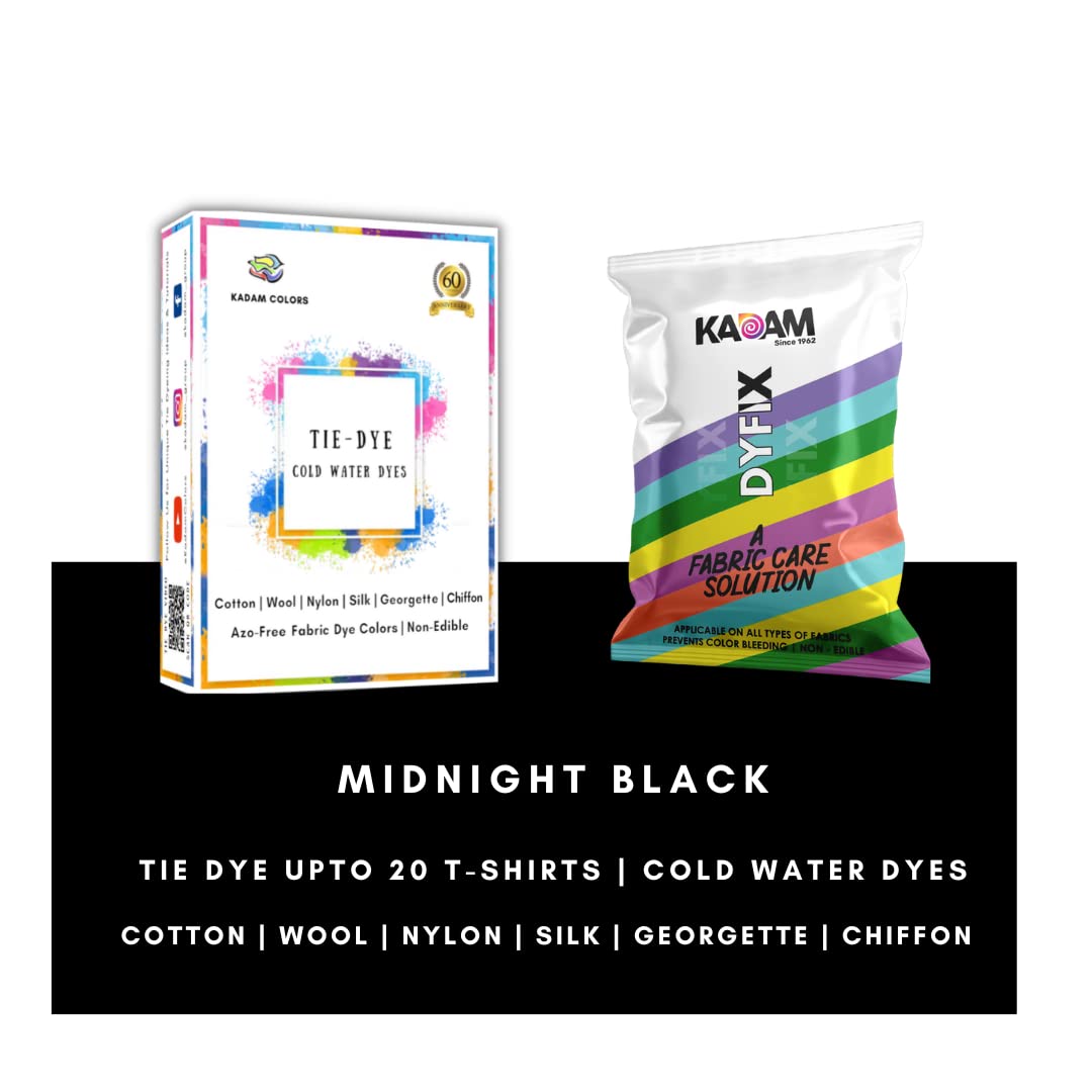 Skin Friendly Tie Dye Colour, Midnight Black 25g, Tie Dye up to 10 t-Shirts, Cold Water Dyes, Fabric Dye Colors Skin Friendly Tie Dye Colour, Midnight Black 25g, Tie Dye up to 10 t-Shirts, Cold Water Dyes, Fabric Dye Colors