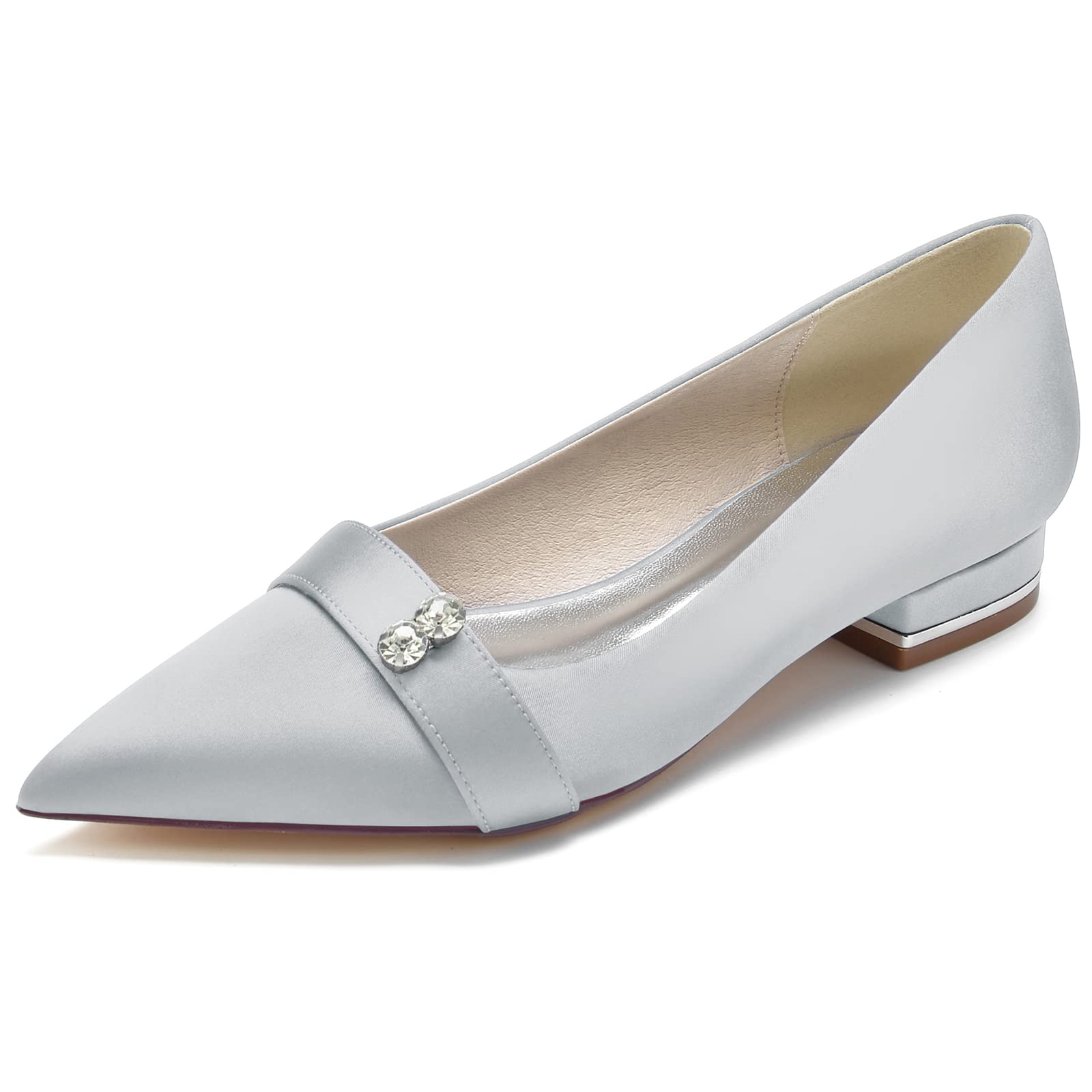High Heels Damen, Pumps Damen, Glitzer Pumps Damen, 2,5 cm Blockabsatz, Spitze Zehe mit Strass, Slip-on Design, Für Party Abend,I,42