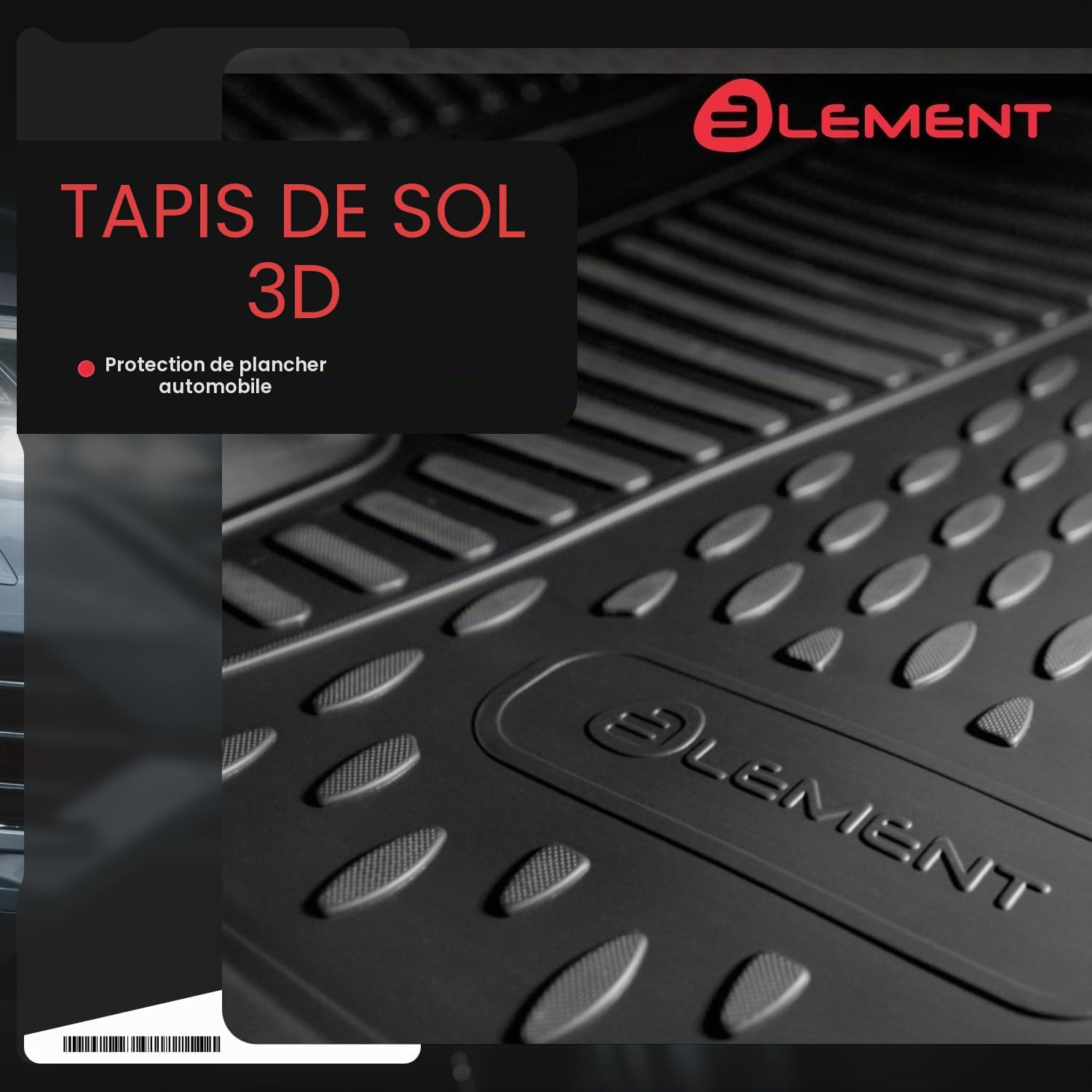 Element Tapis de Sol Voiture en TPE pour 3D Fiat 500x, 2014->, (Europe), sur Mesure, antidérapants, imperméables, Bords Hauts, Protection Toutes Saisons, Facile à Nettoyer