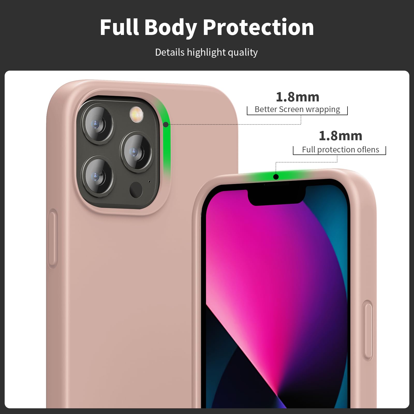 TIIXXE Silicone Case Compatible with iPhone 13 PRO Case Soft Ultra Slim Protective Shockproof Liquid Silicone Phone Case,Anti-Scratch Microfiber Lining - Image 4