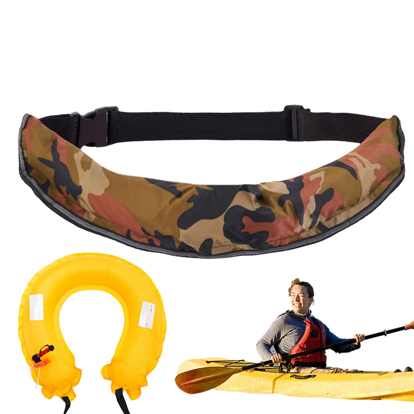 Nadmuchiwany pasek z pierścieniem ratunkowym, regulowane narzędzie odblaskowe z gwizdkiem, pomoc survivalowa do sportów na świeżym powietrzu, wędkowania, paddleboardingu, kajakarstwa