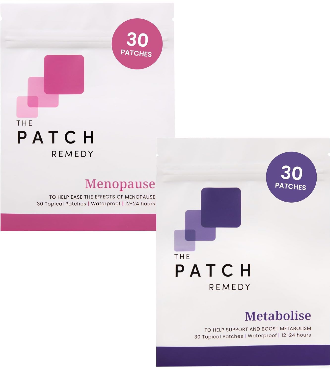 The Patch Remedy Hot Flash & Metabolize Fitness Bundle - Menopause Patch for Women, Energy Metabolise Patch with Topical Gotu Kola, Black Cohosh, Valerian & More
