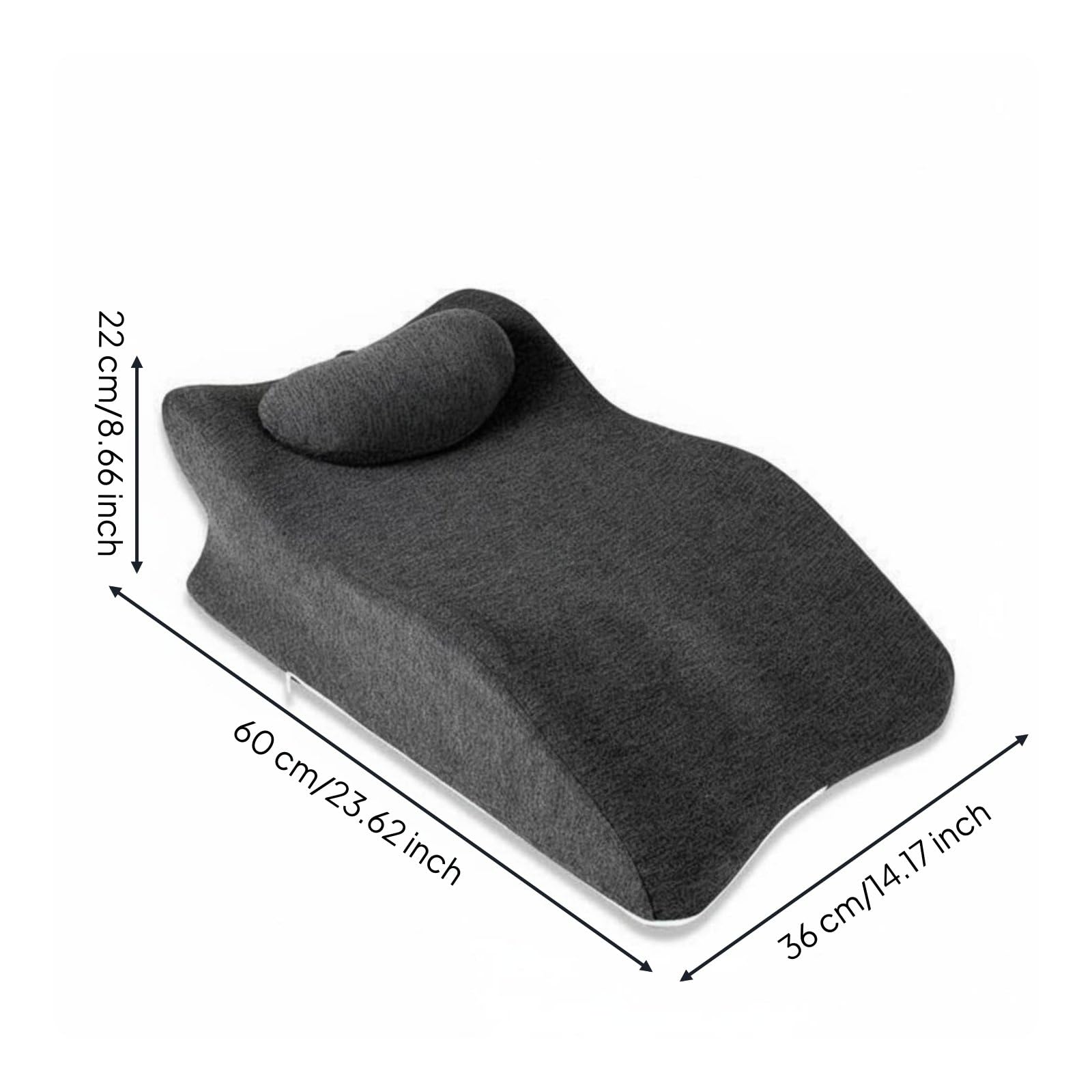 Almohada Multifuncional Almohada Ortopédica Cojín Ergonómico Cojín para Siesta con Zona de Descarga de Pecho y Soporte Lumbar Espuma Viscoelástica Que, Gris Claro