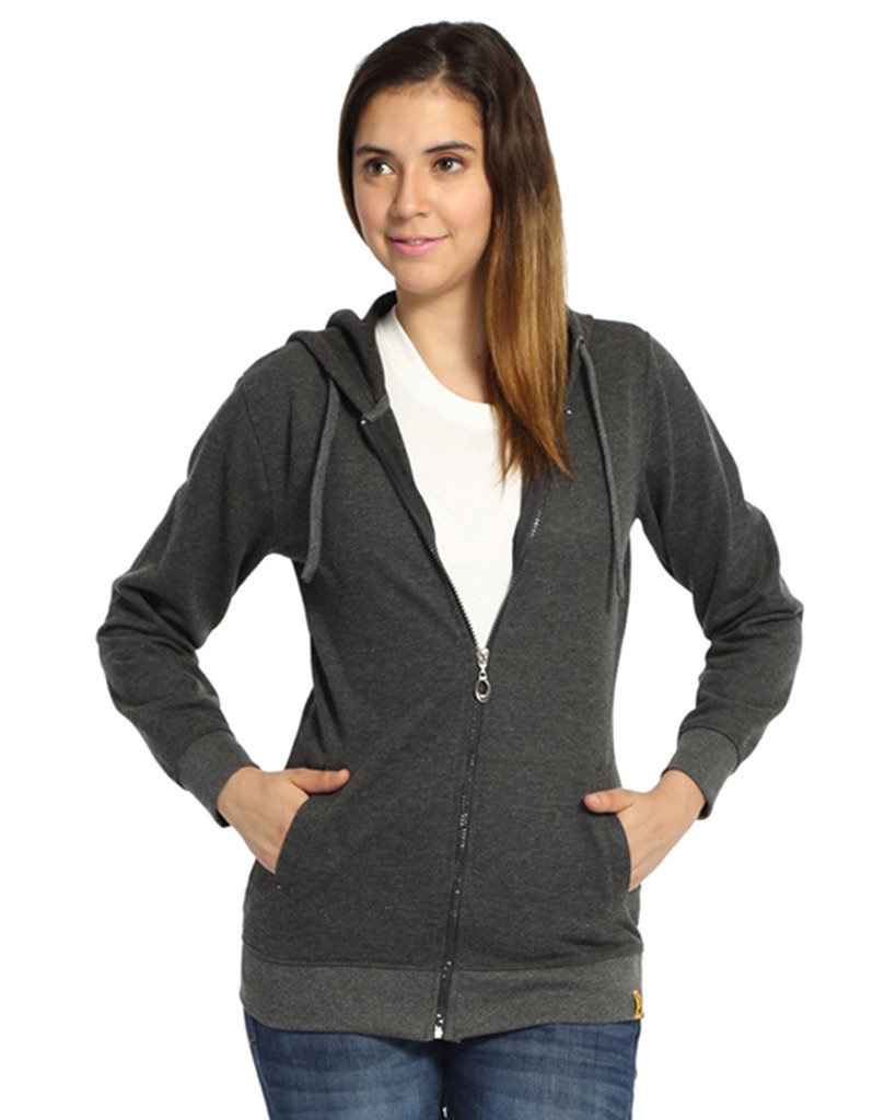 pinacolada Women's Grey Zip-Front Horizontal Striped Hoodie for Casual Wear | Hooded Neck | Long Sleeve | Zipper Closure | Cotton Sweatshirt Crafted with Comfort Fit for Everyday Wear-picture-31