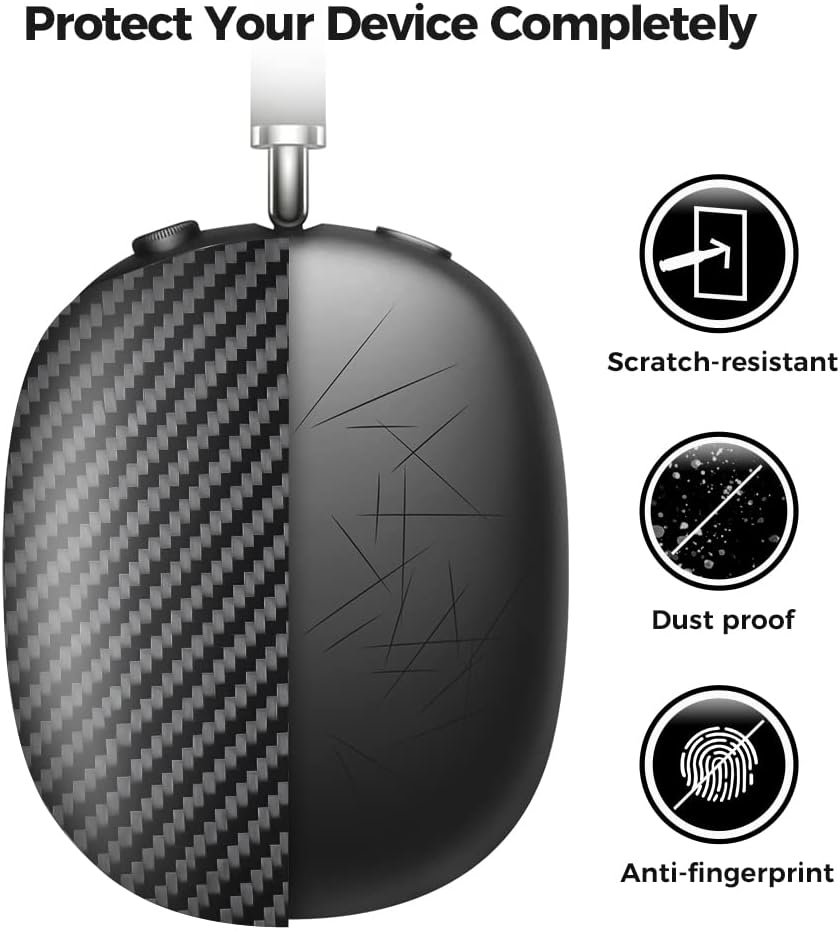 MONOCARBON Real Carbon Fiber Case for Airpods Max(2024 & 2020),Military Grade Protective Hard Cover for Apple Airpods Max Headphone from Daily Scratch,High-End Luxury Essential Accessories