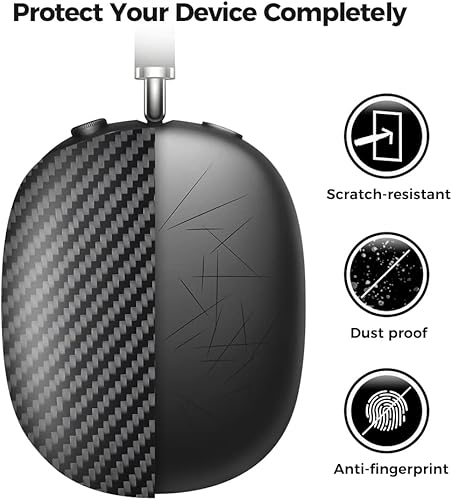 Miniatura 2 de MONOCARBON Funda de fibra de carbono real para Airpods Max (2024 y 2020), cubierta dura protectora de grado militar para auriculares Apple Airpods