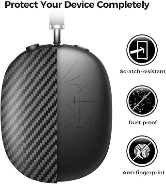 MONOCARBON Real Carbon Fiber Case for Airpods Max + Real Forged Carbon Fiber Case for iPhone 16 Pro