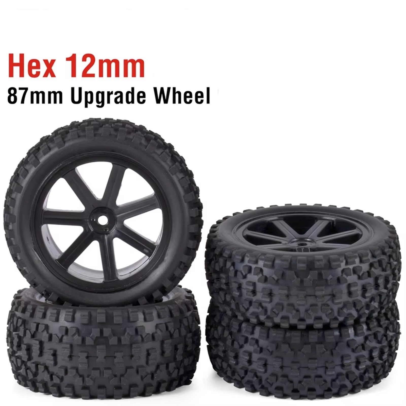 Neumáticos Coche RC para Redcat para HPI para HSP para Traxxas para ZD para Carreras 1/10 RC Neumáticos Juego De Ruedas Bujes Hexagonales De 12 Mm Insertos Espuma Todoterreno para Buggy Coche