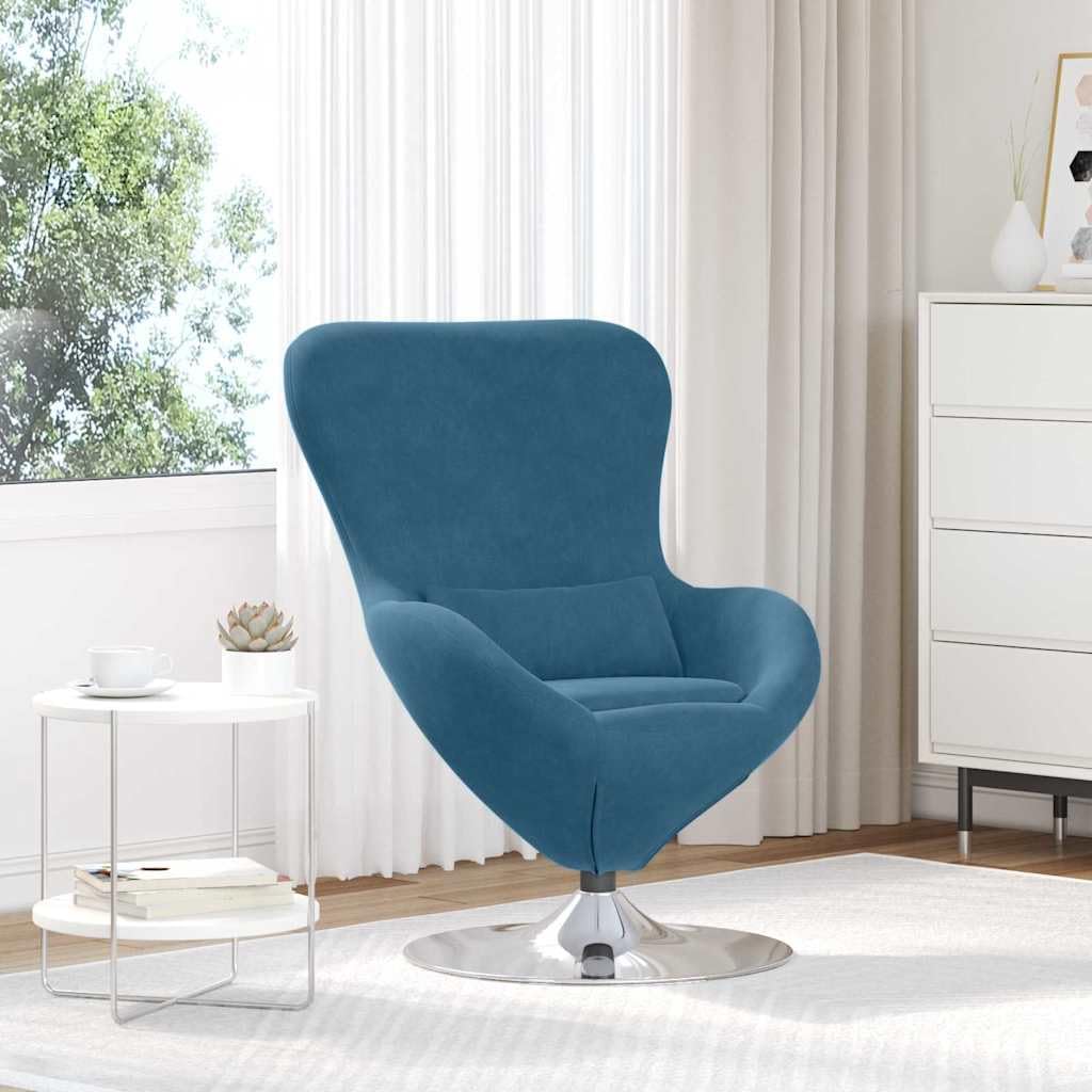 Moderner Loungesessel mit 360-Grad Drehfuß, Eiersessel mit Samtbezug und Schwenkfunktion, bequemer Drehsessel mit Samtbezug für Entspannung, Samt Sessel für Wohnzimmer
