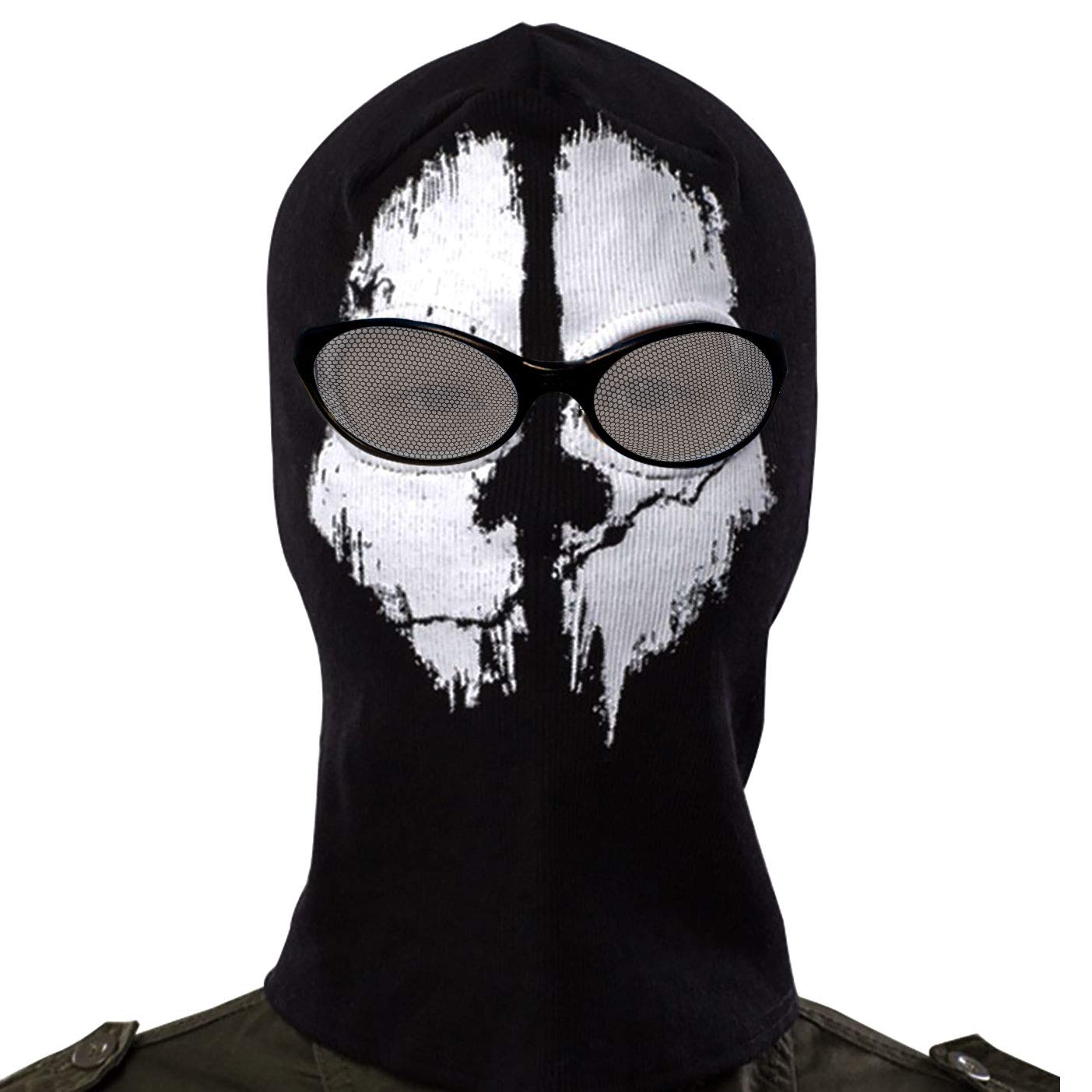 TRIXES Ghost Mask- Balaclava pour Hommes - Masque Complet d'horreur , de Ski pour Costume de Robe de Fantaisie - Cosplay - Airsoft Motorcycling Paintball - One Size - Colour Black