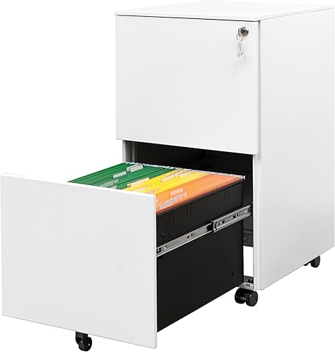 Miniatura 5 de Archivador móvil de 3 cajones con cerradura, archivador de almacenamiento de oficina para tamaño legalcarta, archivador de metal premontado excepto