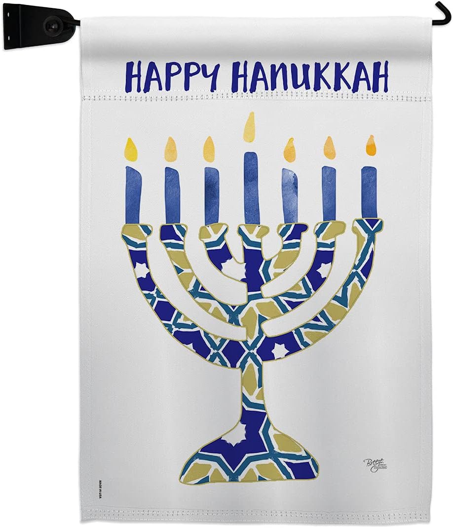 Hanukkah Menorah Garden Flag Set Mailbox Hanger Wintertime Candle Bonsai Jewish Chanukah David Small Decorative Gift Yard House Banner Made In USA 13 X 18.5