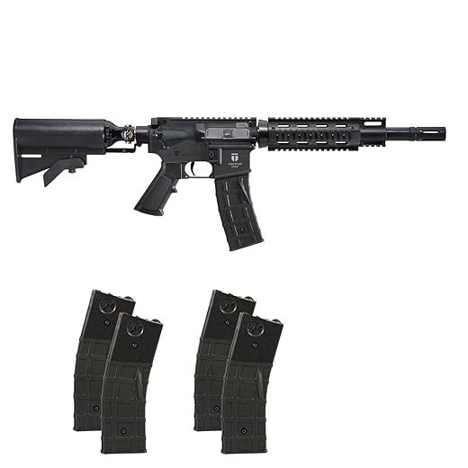 First Strike Tiberius Arms T15 Paintball Marker Gun Rifle - Black w/ 4 Extra Mags