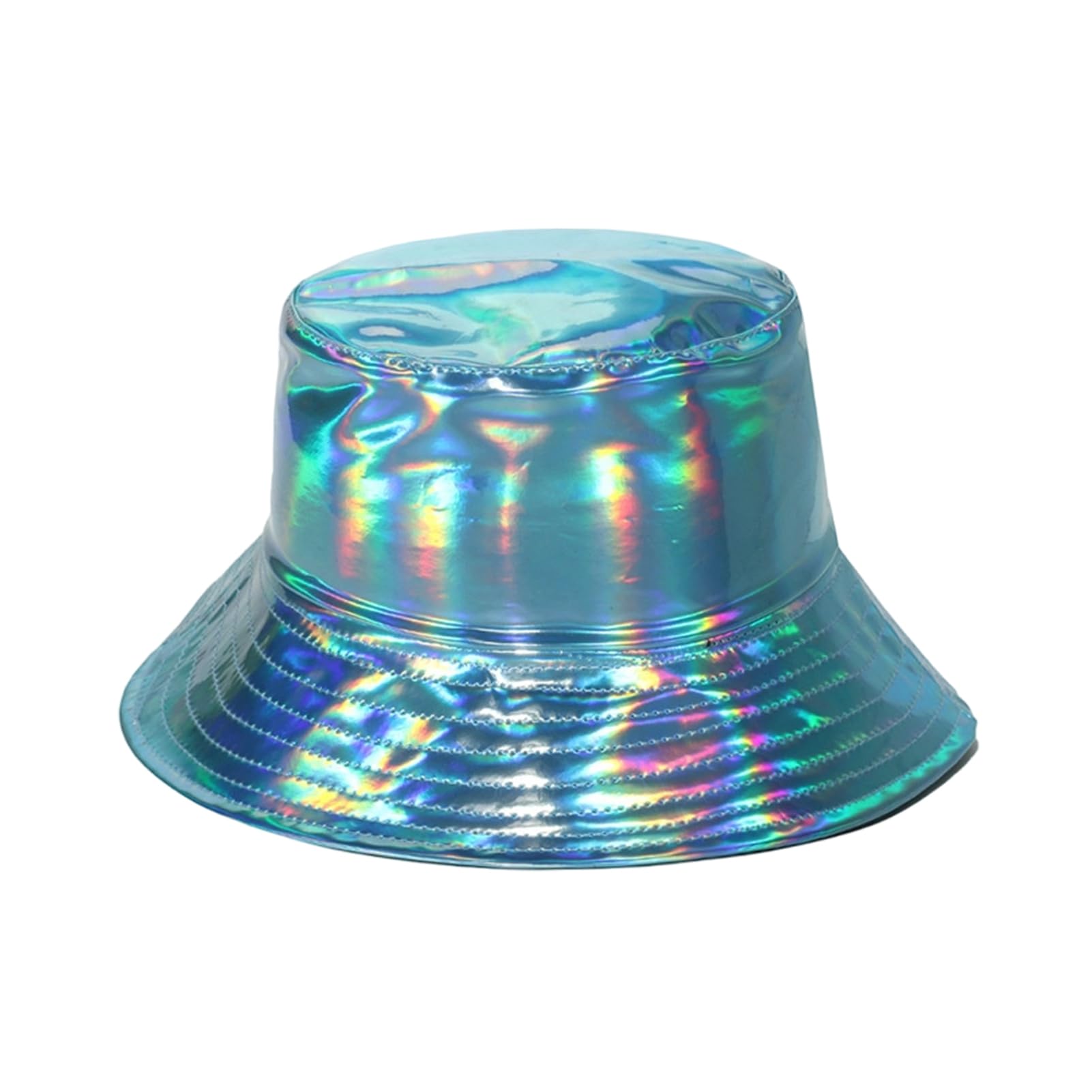 matumou Bucket Hat, Three-Dimensional Wide Brim Fisherman Hat, Waterproof Leather Cool Metallic Shine Hat, Stage Performance