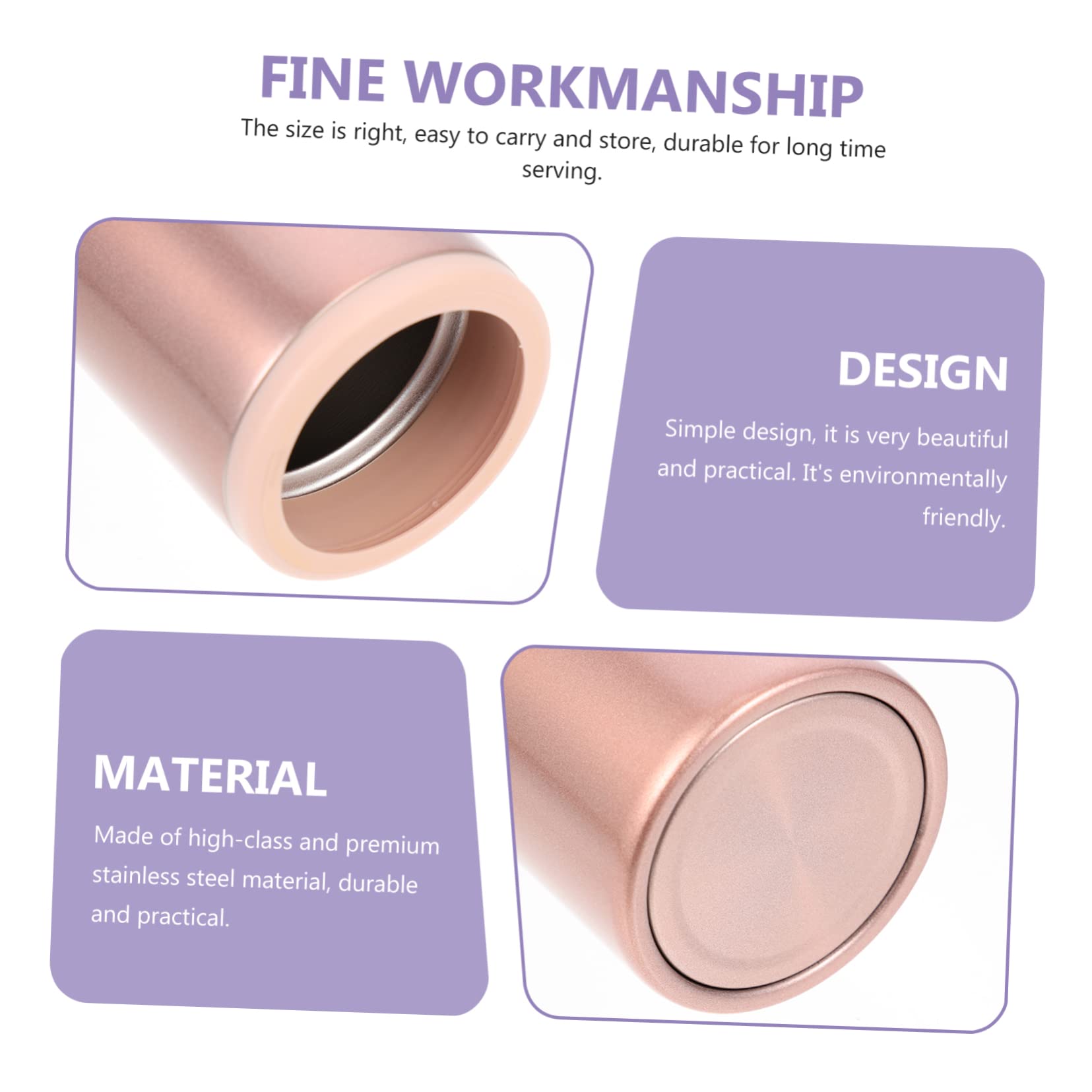 CONGARTENO Cold Can Beer Portable Cup Holder Double Wall Cooler Container Cup Insulator Cooler Portable Cooling Cup Cover Can Beverage Cooler Can Cooler Rose Gold Stainless Steel