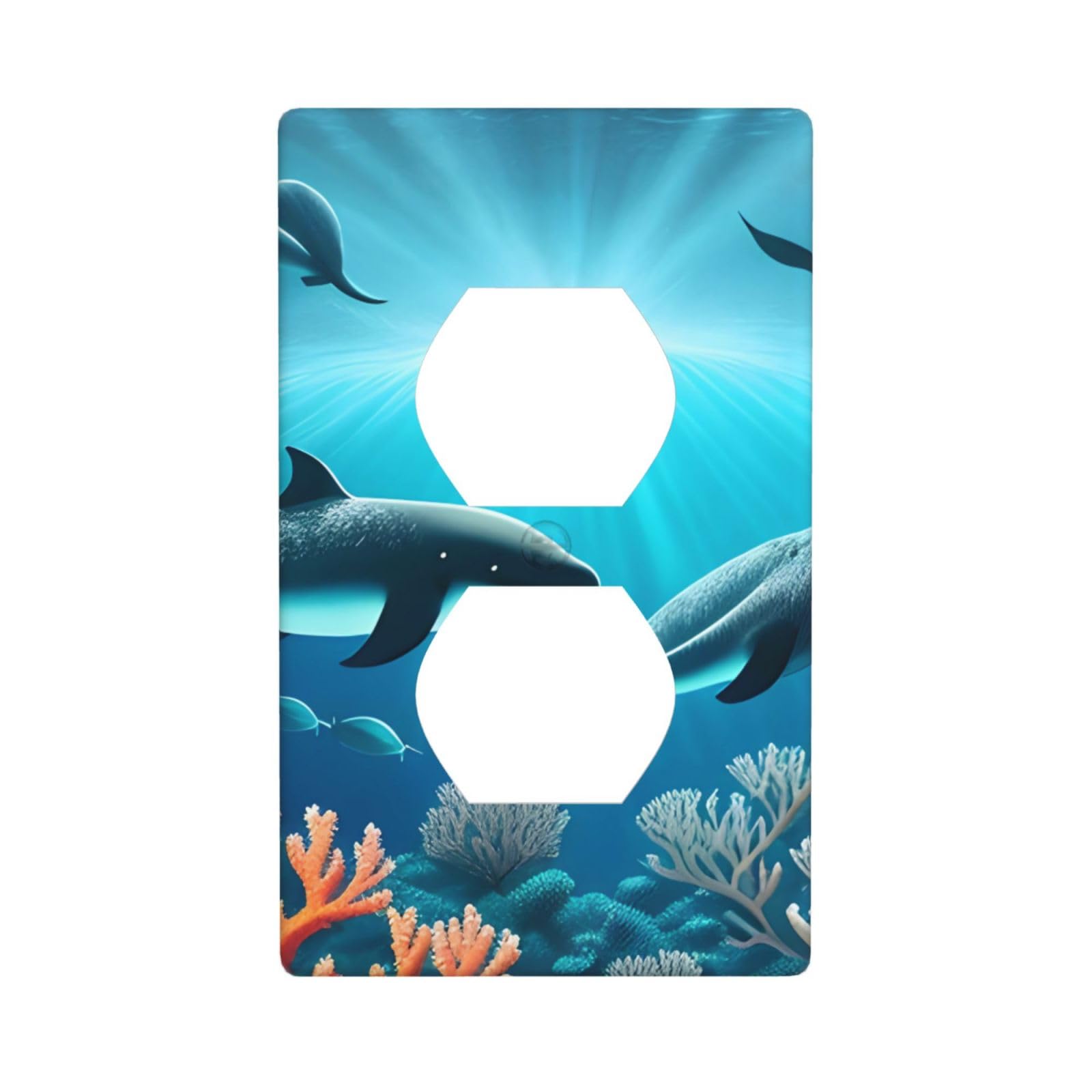 Whales Under the sea Decorative Switch Plate Cover-Unbreakable Polycarbonate Wall Plate for Home Office, 1 Gang with Screws