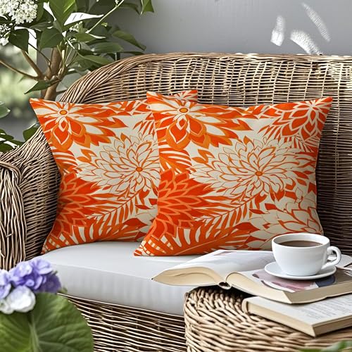 mellicoma Waterproof Outdoor Pillow Covers 18x18 Pack of 2 Colorful Vibrant Floral Collage Throw Outdoor Pillows for Garden Funiture Patio Home
