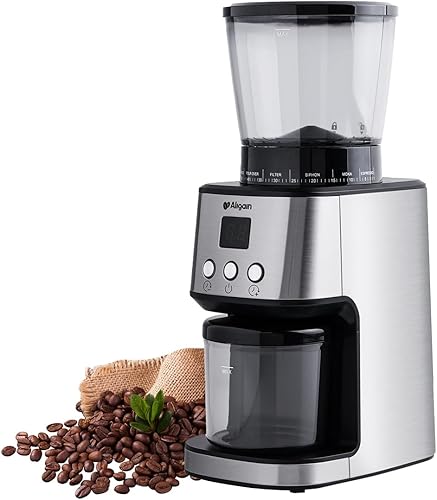 Molinillo de café de rebabas de acero inoxidable con 51 ajustes de molienda, temporizador de molienda, molinillo de café eléctrico para café