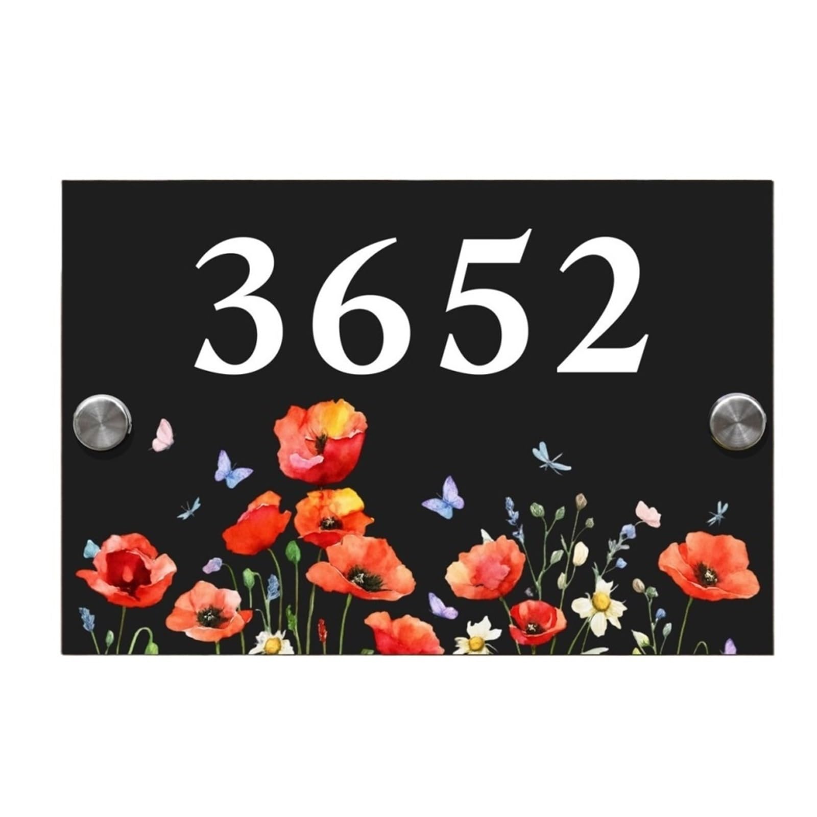 1 Stück Anthrazitfarbenes Adressschild In Blumenform – Edelstahlständer, Modernes Ladenschild(360mm x270mm)