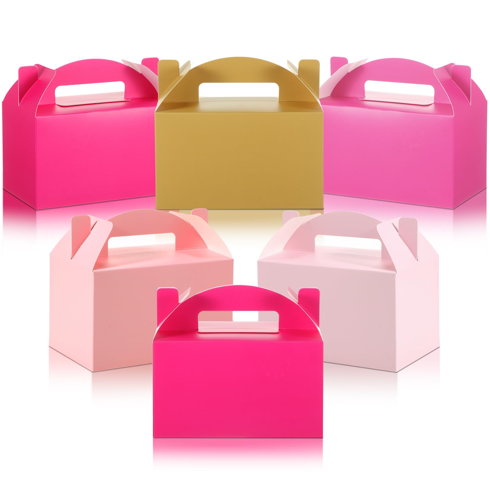 Skyygemm 24 Pcs Graduation Party Favor Gable Boxes Colorful Paper Treat Goodie Candy Cake Gift Box for Summer Birthday Wedding Party Decorations, 6 x