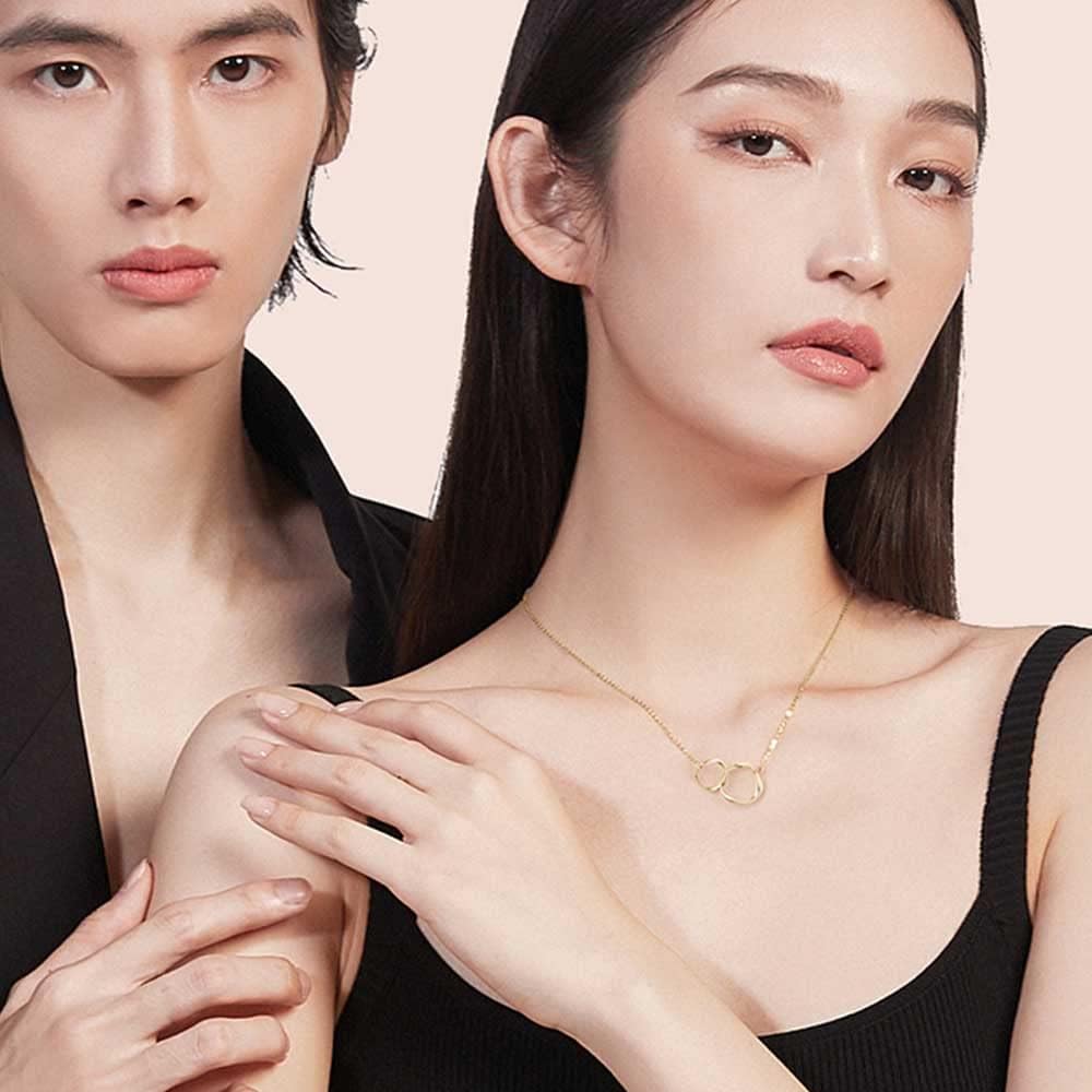 [FANCIME] 18K ゴールド ネックレス ブレスレット レディース ダブルループ サークル 揺れる アクセサリー クリスマス ホワイトデー お返し 誕生日 記念日 プレゼント ギフトラッピング付き