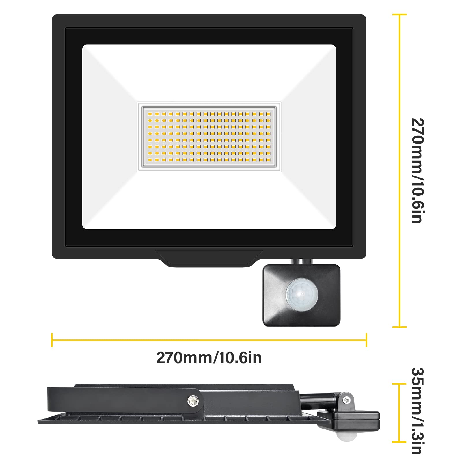 Willpower LED Security Lights Outdoor Motion Sensor 100W LED Floodlight 10000lm IP66 Waterproof PIR Lights Warm White 3000K Wall Light for Garden Backyard Garage Doorway Court Patio Lawn - Image 2