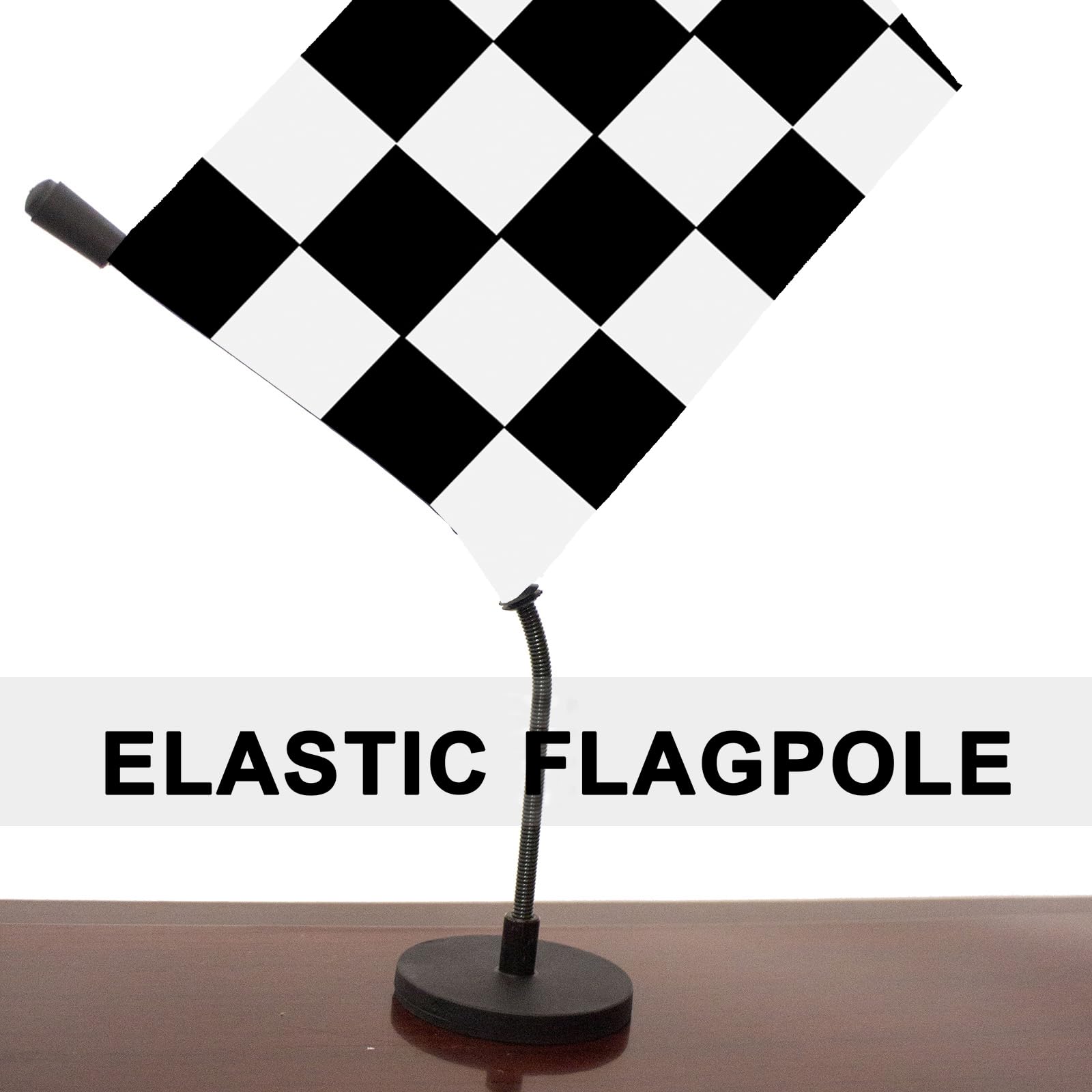 Drapeau national de capot de voiture avec base magnétique et mât flexible pour camion, bateau, véhicule (carreaux)