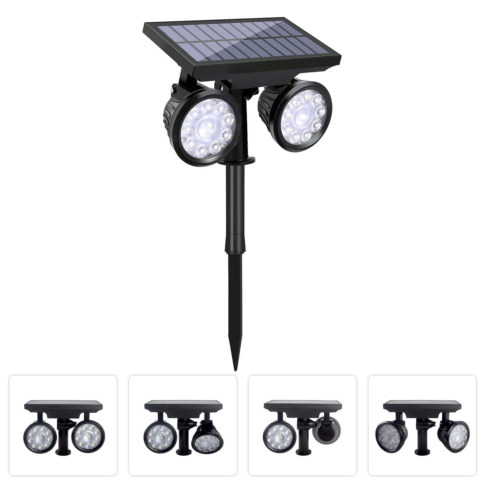 GAJYYFB Solar Spot Lights Outdoor, Upgraded 24 LED Adjustable 2 in 1 Waterproof Landscape Spotlights Wall Light for Yard Walkway Driveway Patio Pool Trees (1 Pack)
